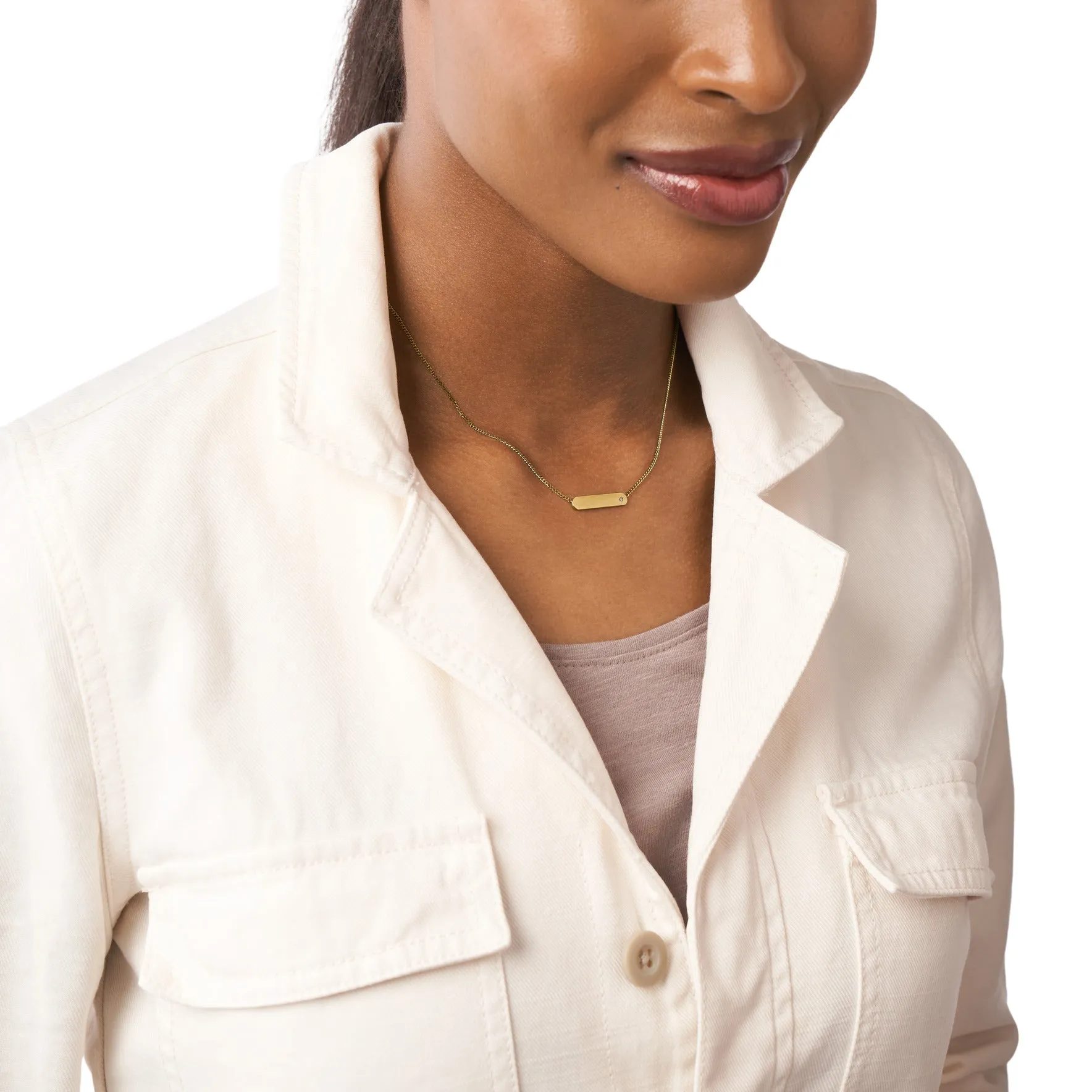 Lane Gold-Tone Stainless Steel Bar Chain Necklace