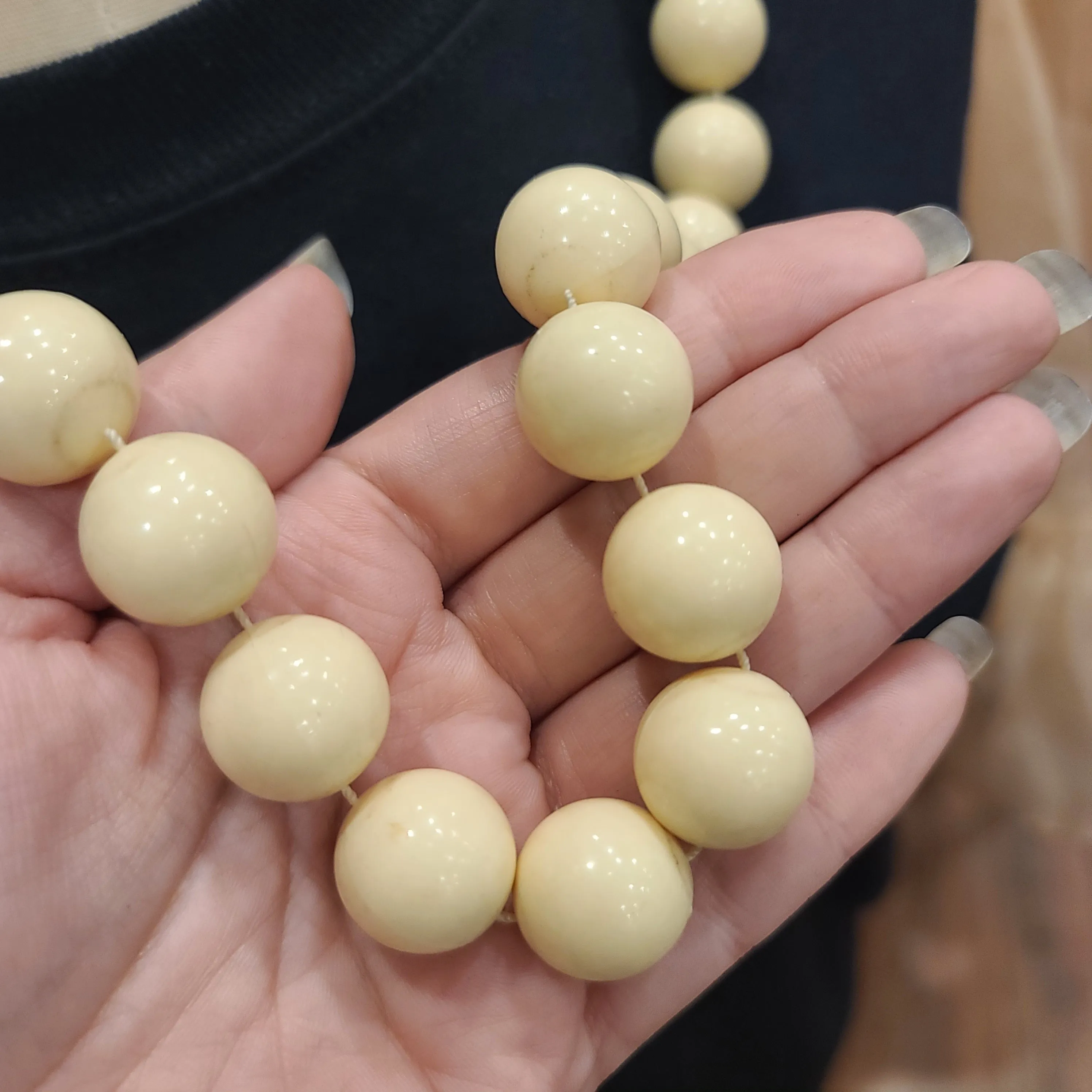 LARGE CREAM Ball Necklace