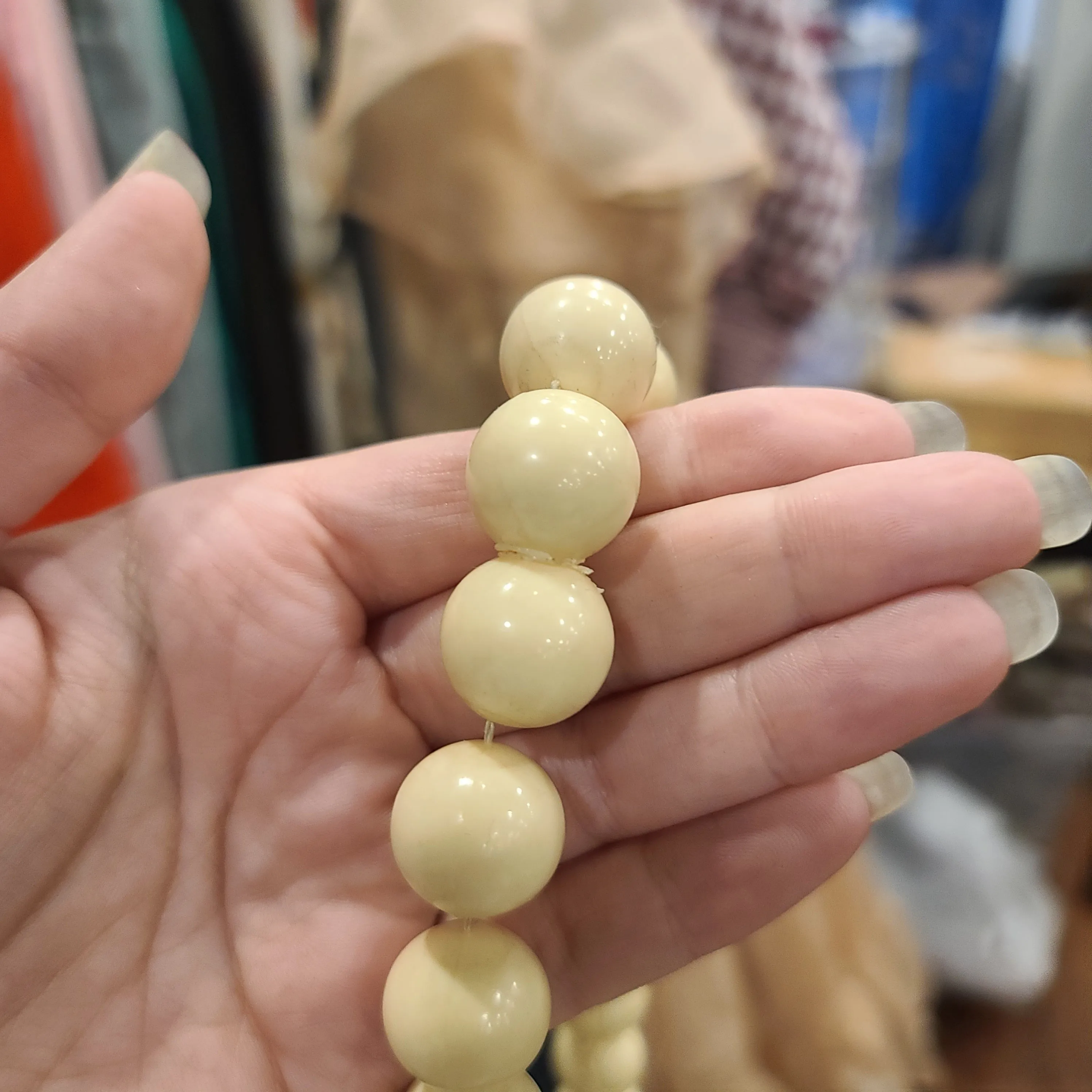 LARGE CREAM Ball Necklace