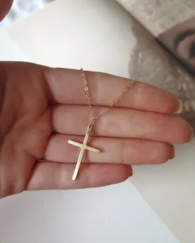 Large Cross Necklace  - 14k Yellow Gold Fill