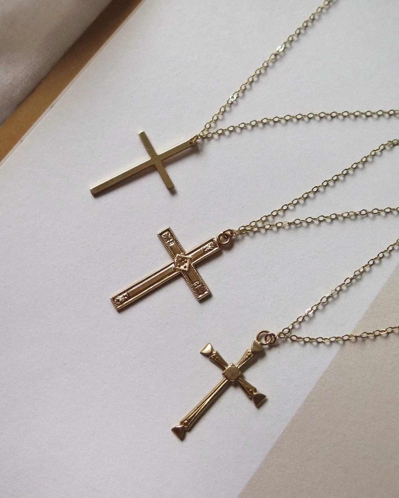Large Cross Necklace  - 14k Yellow Gold Fill