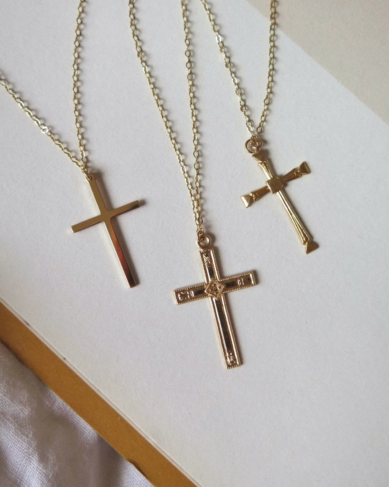 Large Cross Necklace  - 14k Yellow Gold Fill