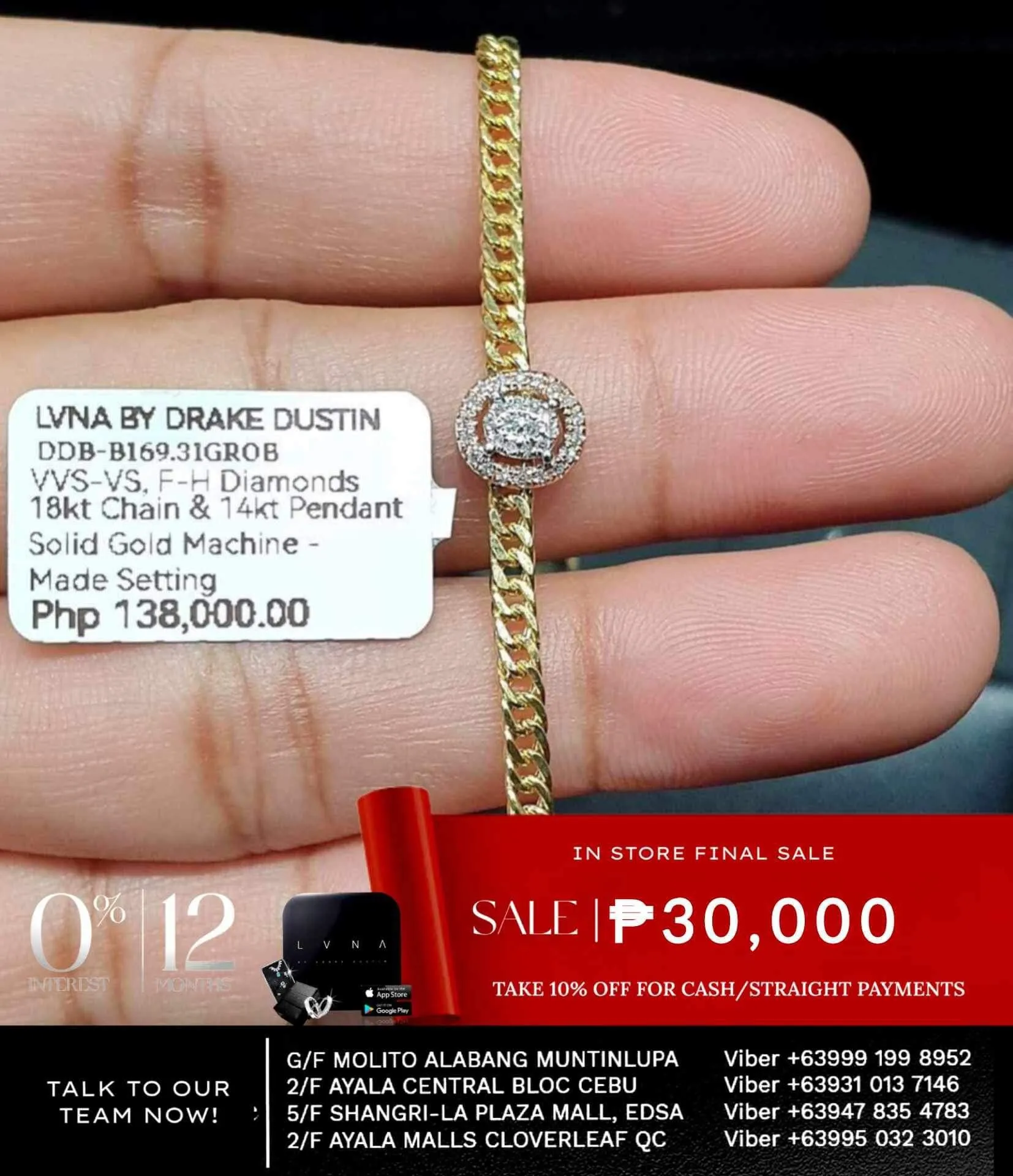 #LoveLVNA | 18kt Diamond Center Bar Unisex Solid Gold Chain Bracelets