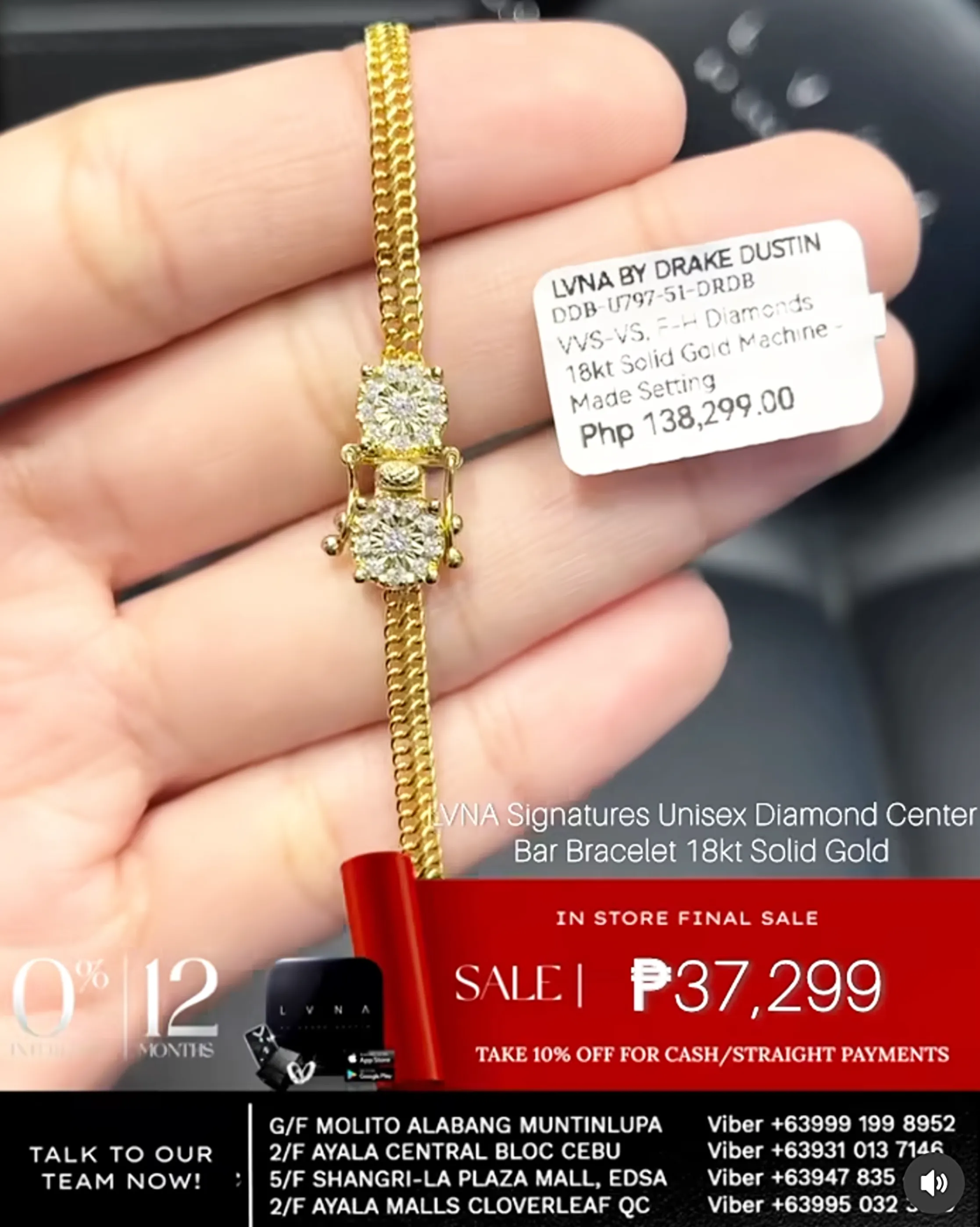 #LoveLVNA | 18kt Diamond Center Bar Unisex Solid Gold Chain Bracelets
