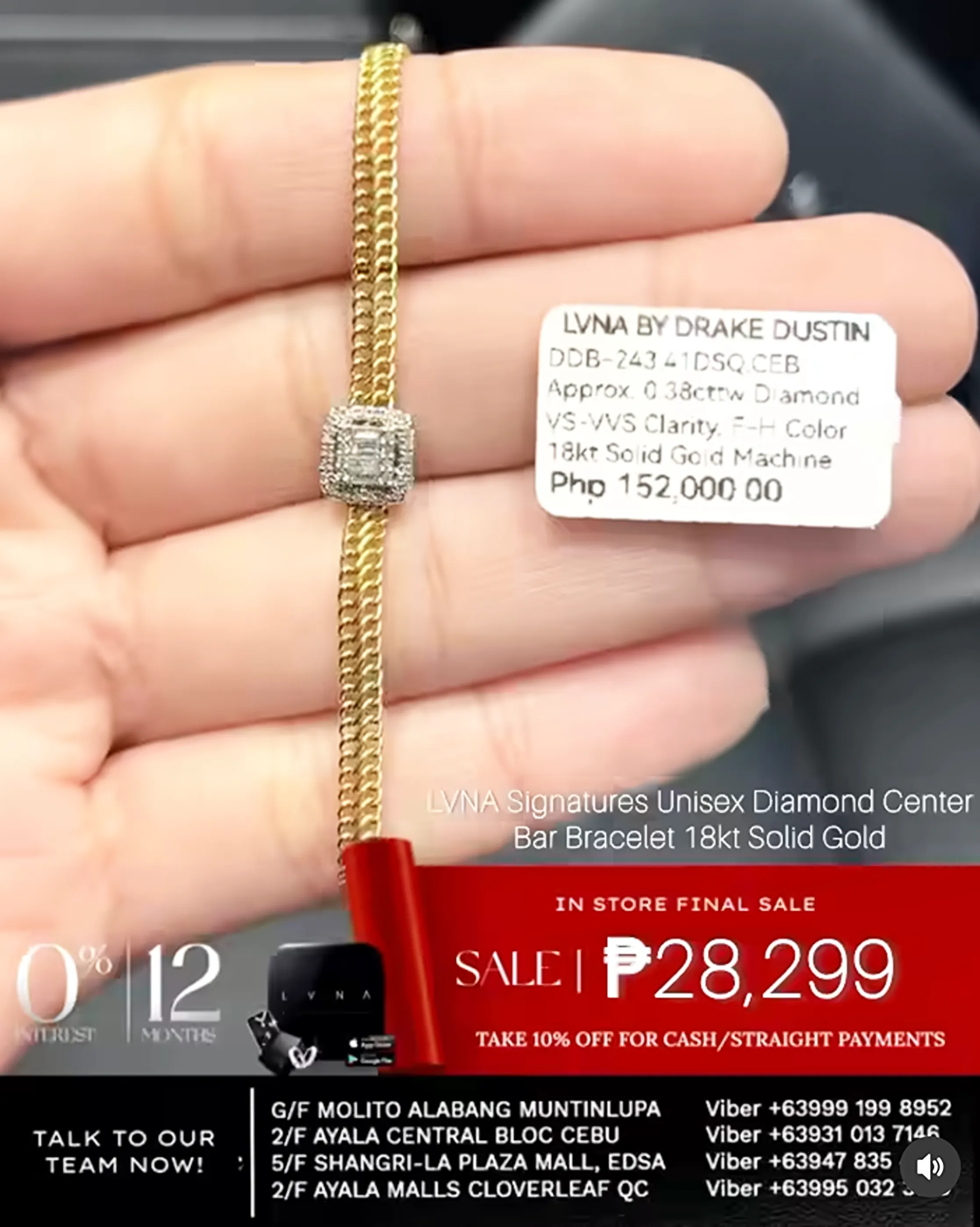 #LoveLVNA | 18kt Diamond Center Bar Unisex Solid Gold Chain Bracelets