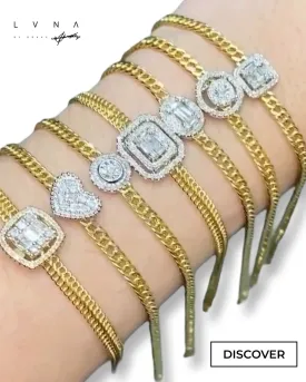 #LoveLVNA | 18kt Diamond Center Bar Unisex Solid Gold Chain Bracelets