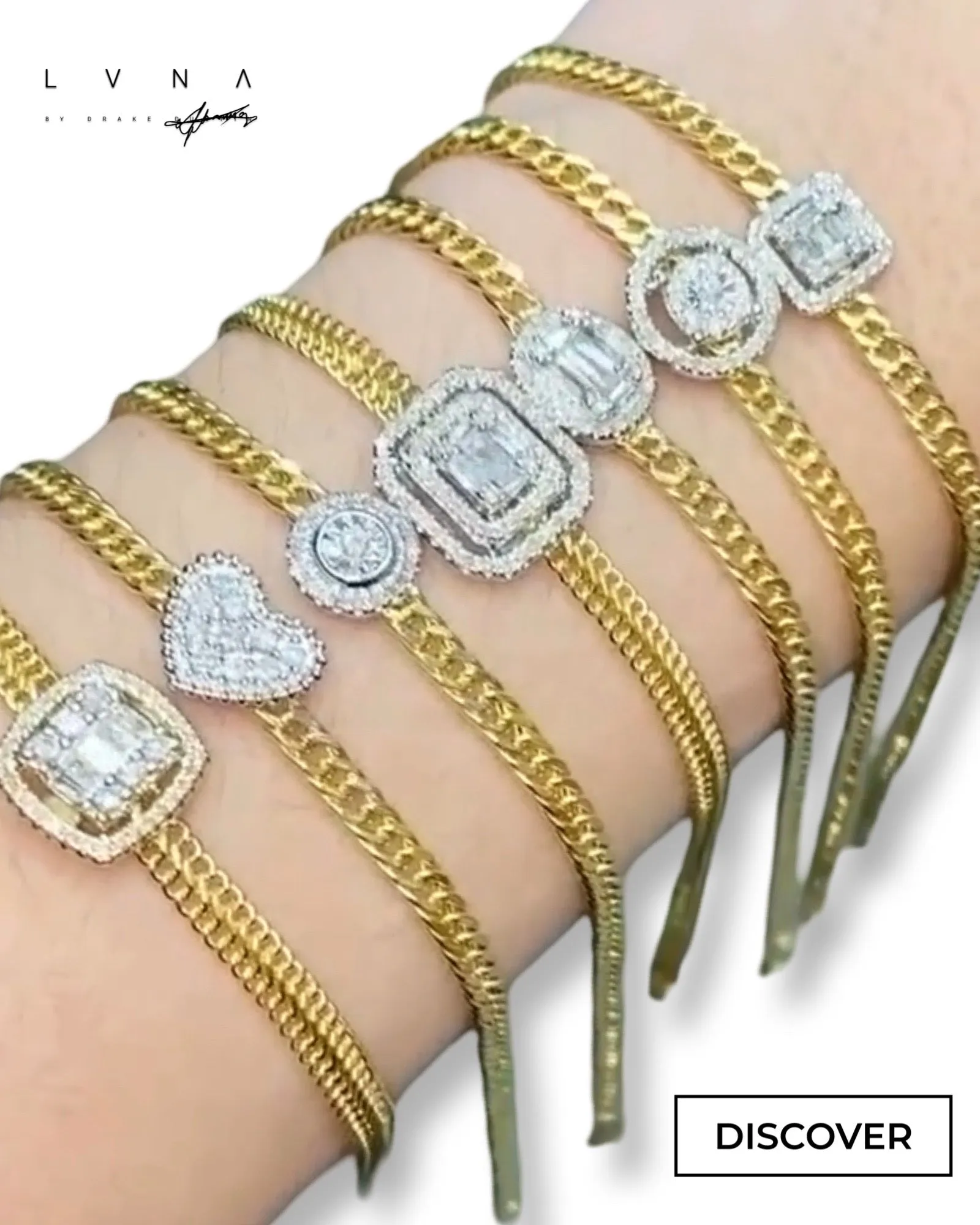 #LoveLVNA | 18kt Diamond Center Bar Unisex Solid Gold Chain Bracelets