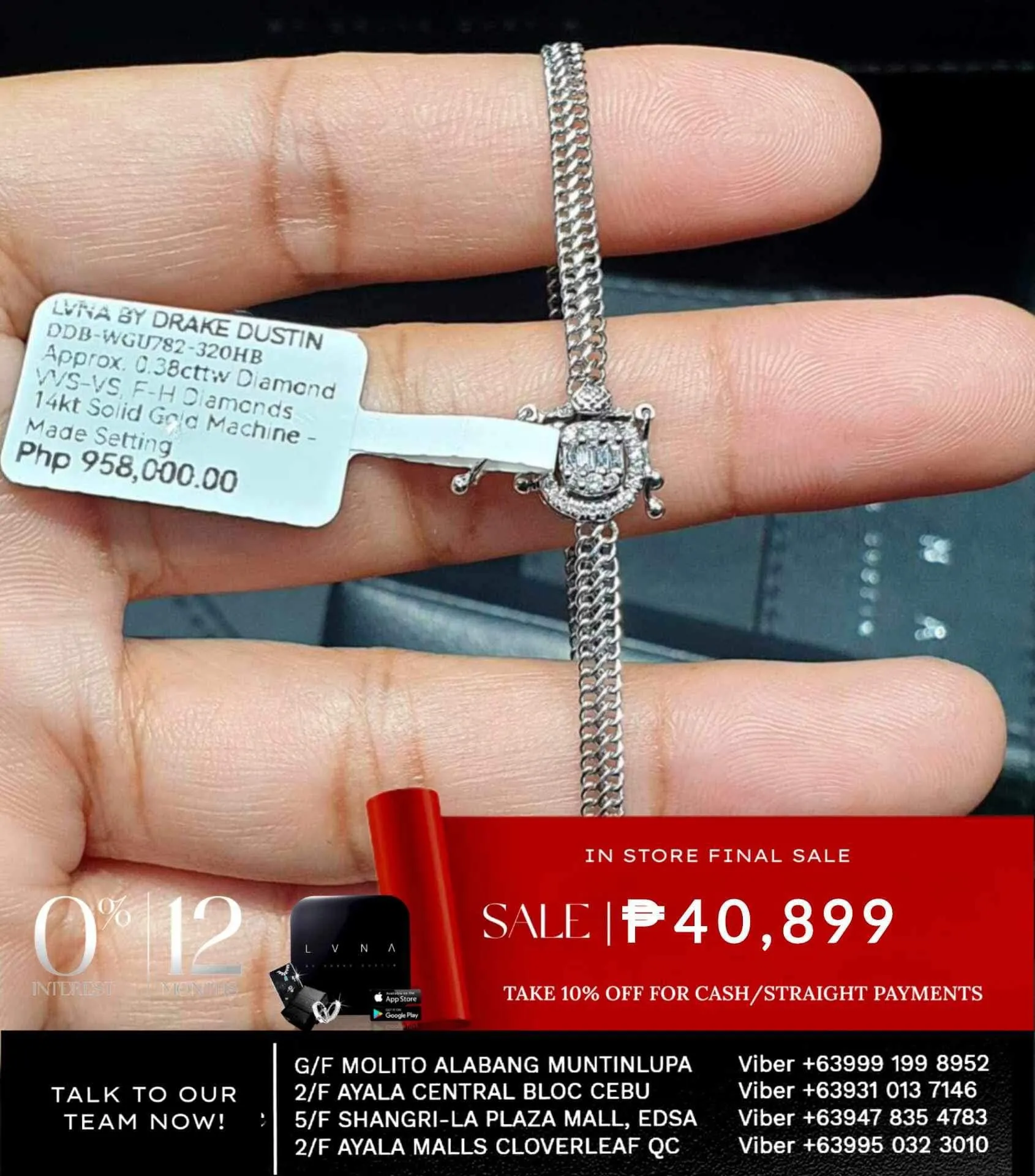 #LoveLVNA | 18kt Diamond Center Bar Unisex Solid Gold Chain Bracelets