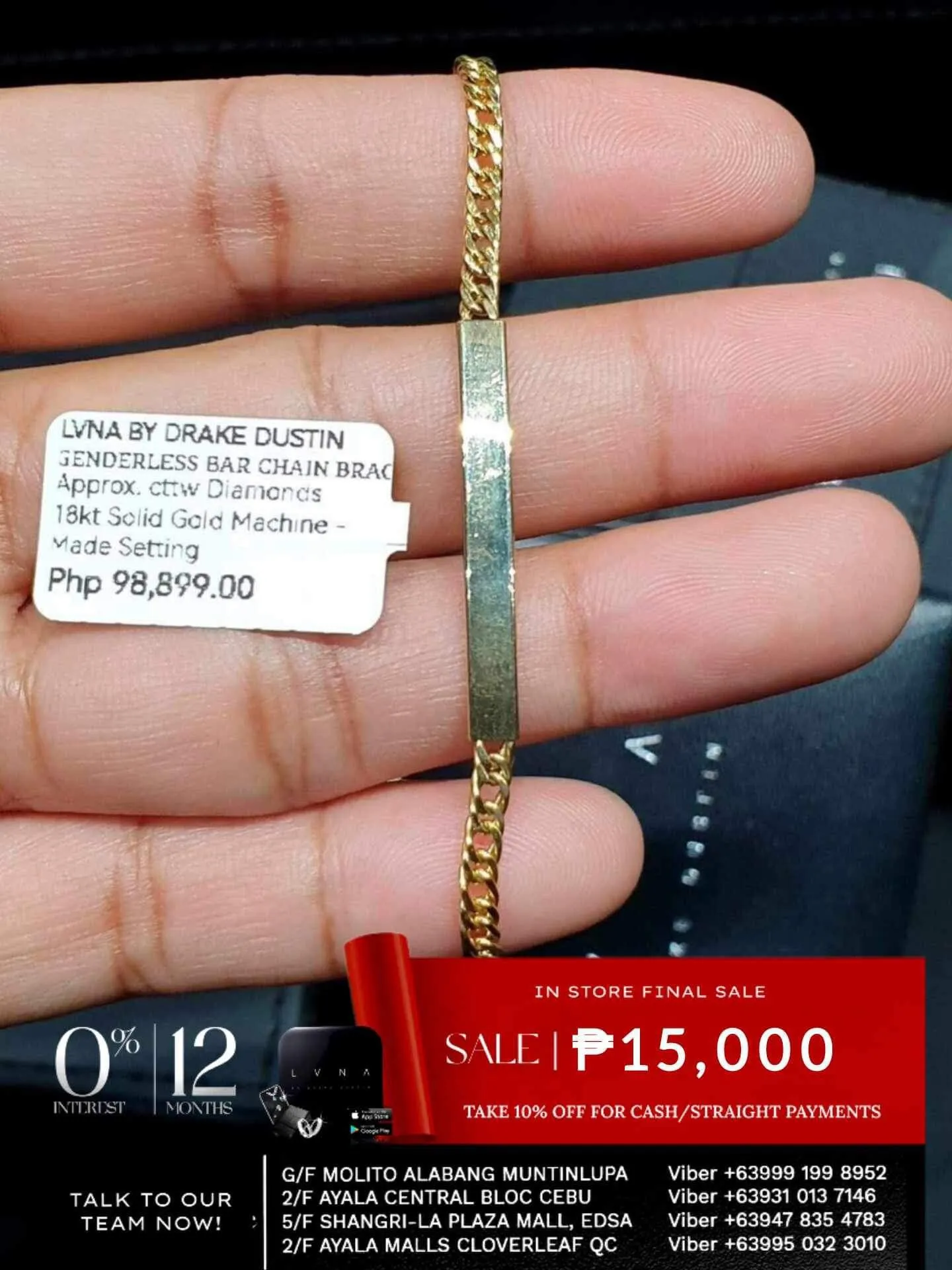 #LoveLVNA | 18kt Diamond Center Bar Unisex Solid Gold Chain Bracelets