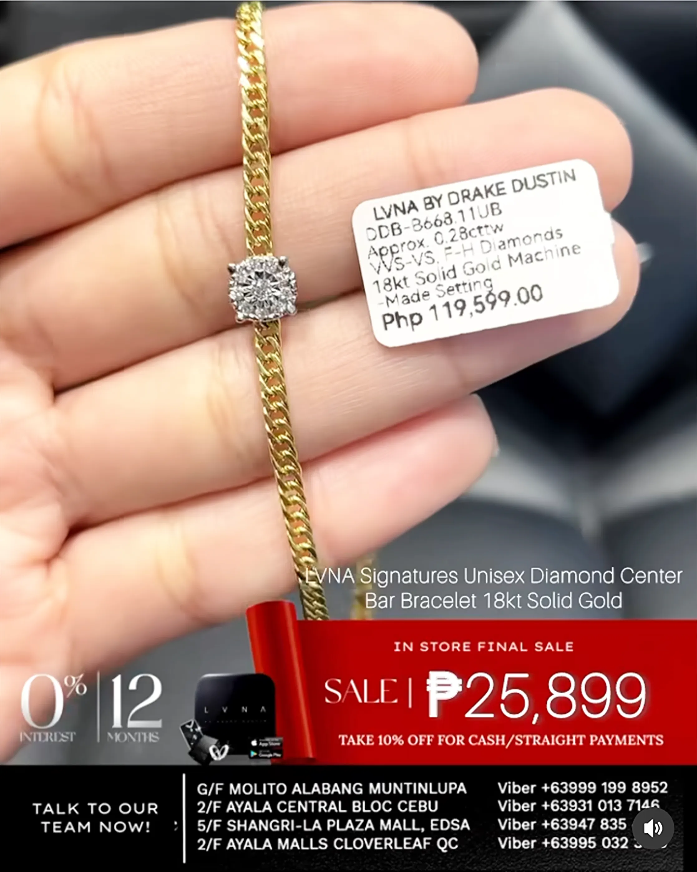 #LoveLVNA | 18kt Diamond Center Bar Unisex Solid Gold Chain Bracelets