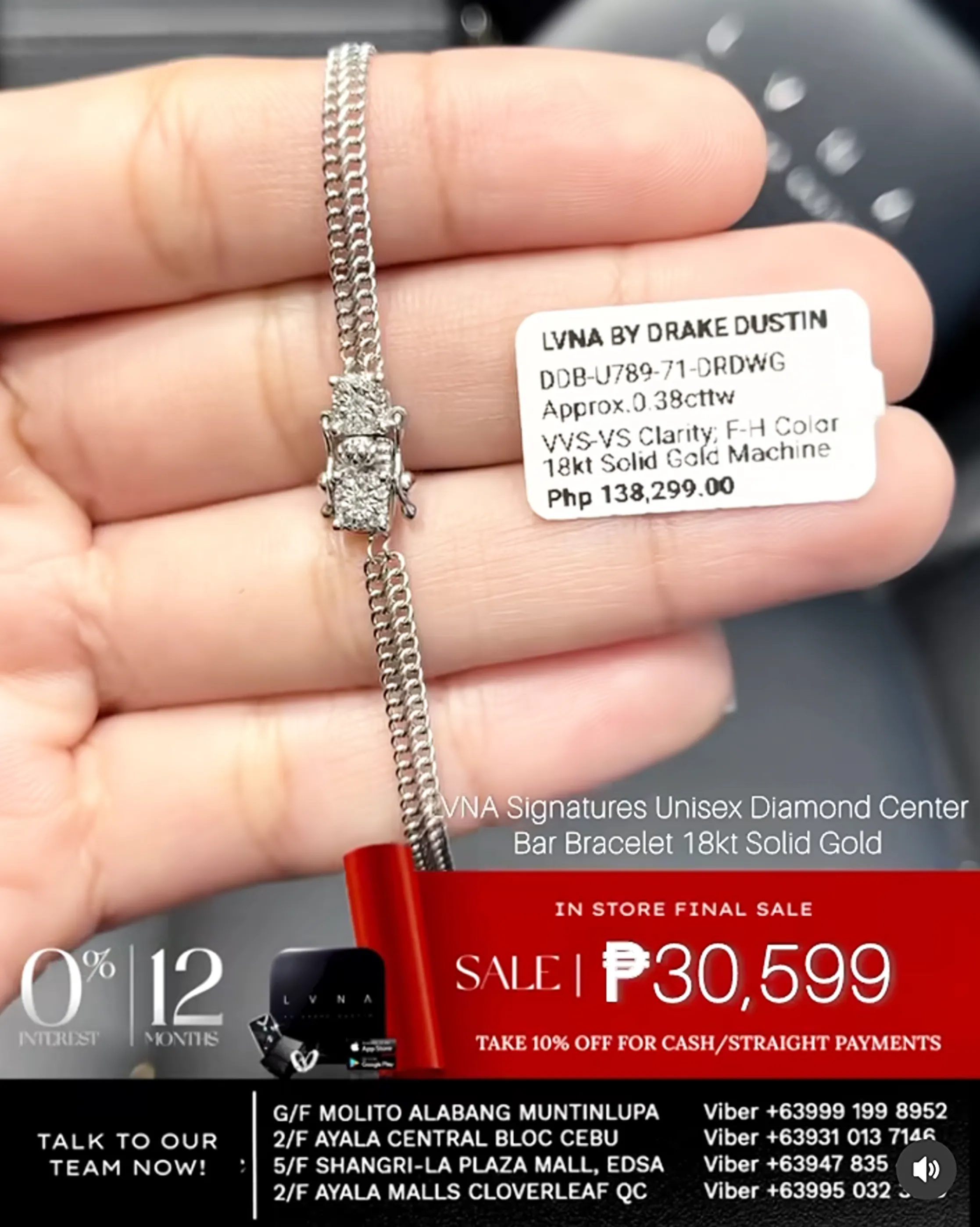 #LoveLVNA | 18kt Diamond Center Bar Unisex Solid Gold Chain Bracelets