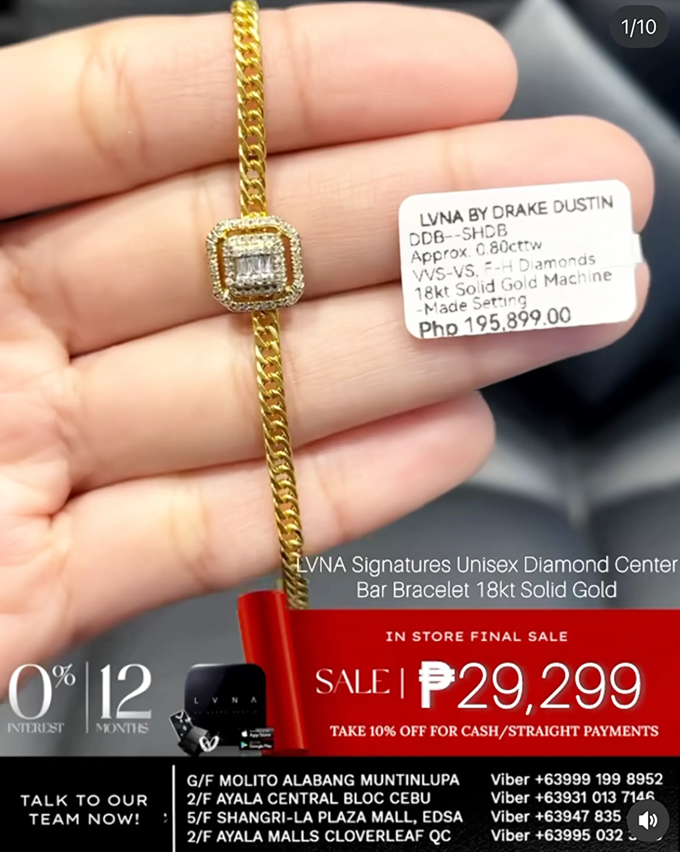 #LoveLVNA | 18kt Diamond Center Bar Unisex Solid Gold Chain Bracelets
