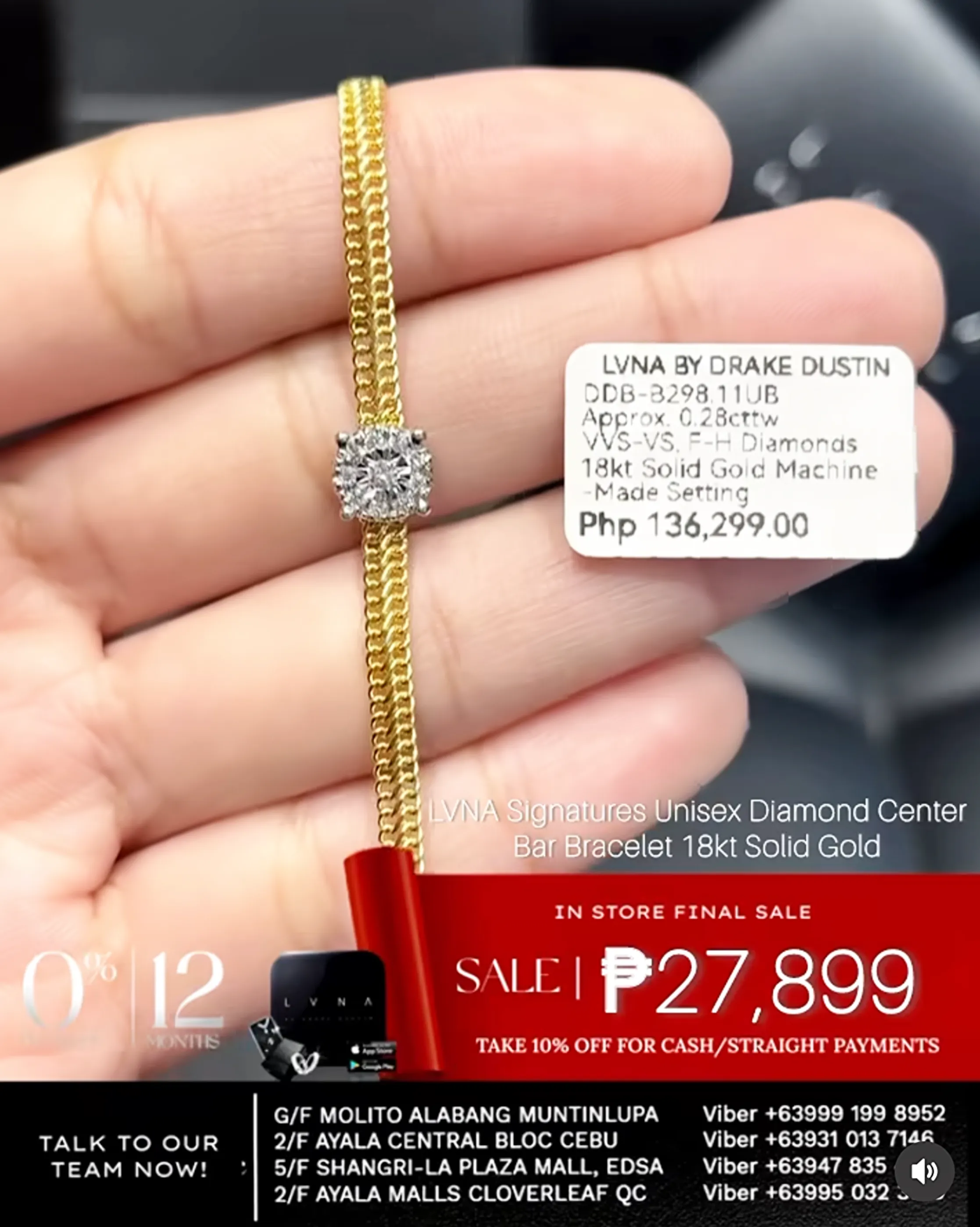 #LoveLVNA | 18kt Diamond Center Bar Unisex Solid Gold Chain Bracelets