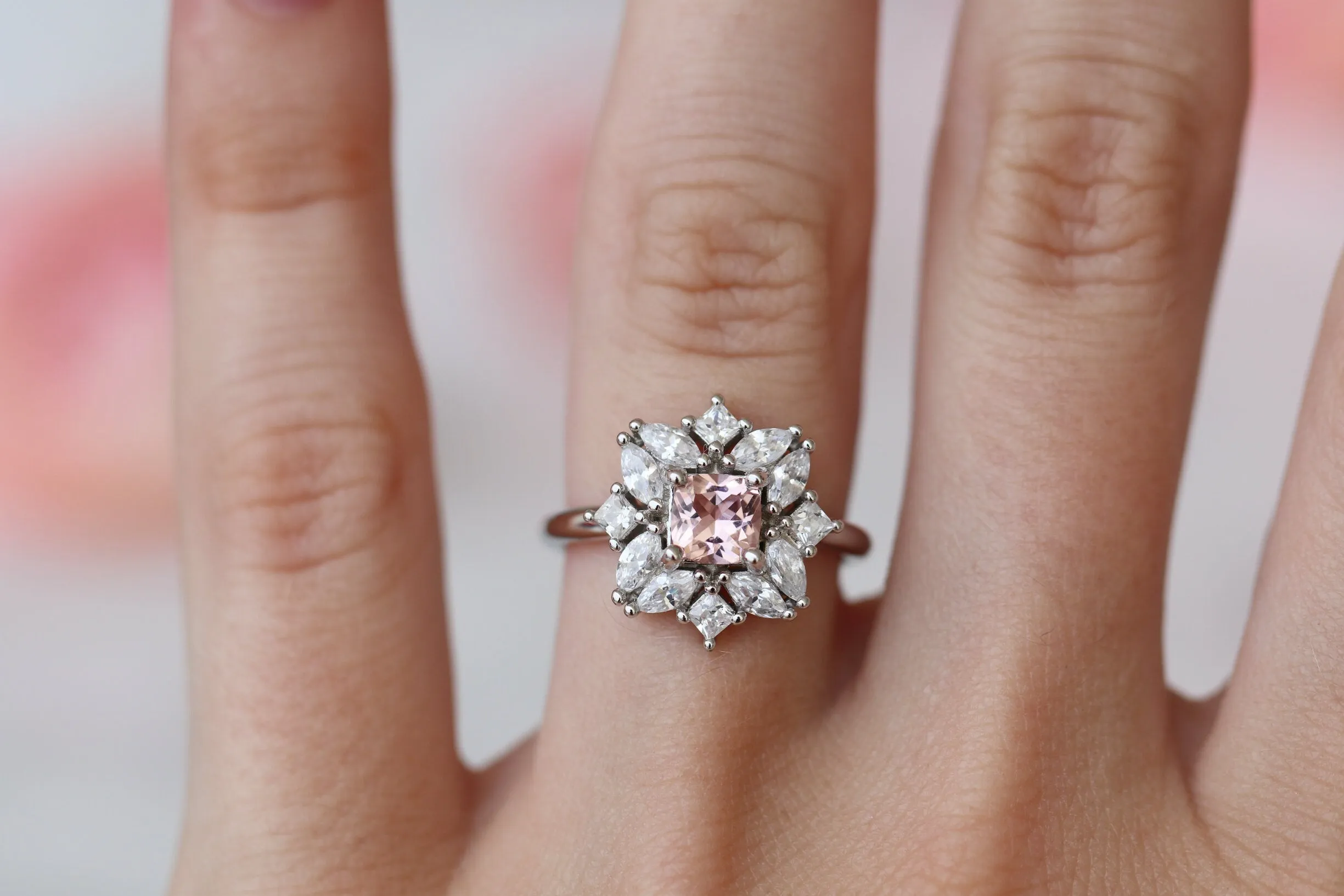 Magnolia Morganite Ring- Sterling Silver