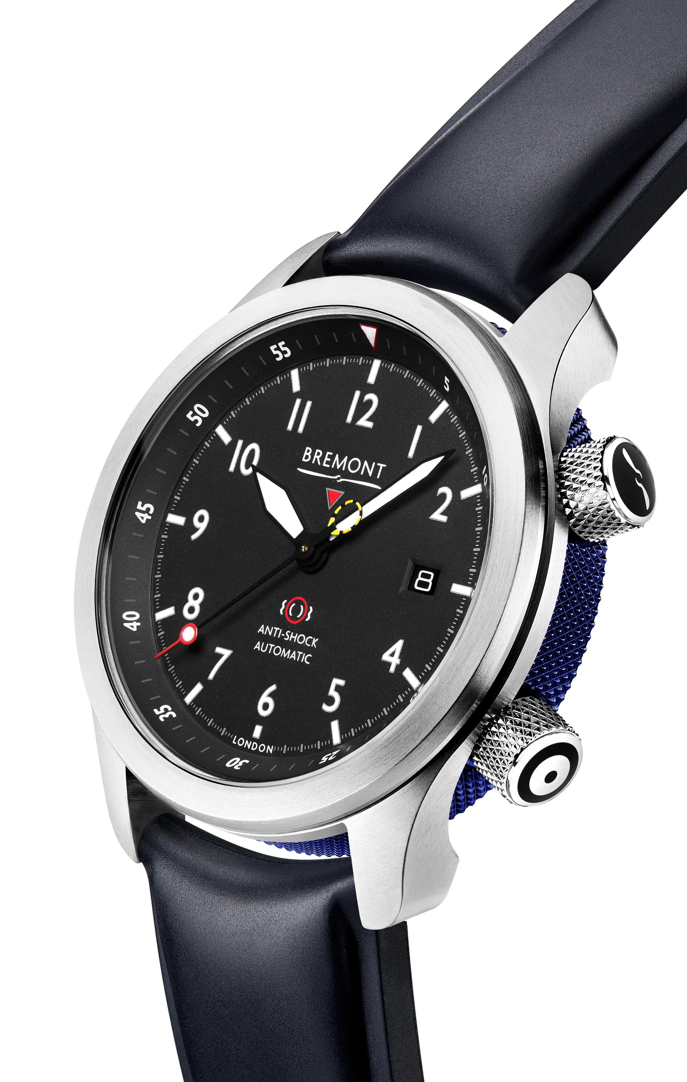 MBII Custom Stainless Steel, Black Dial with Dark Blue Barrel & Closed Case Back
