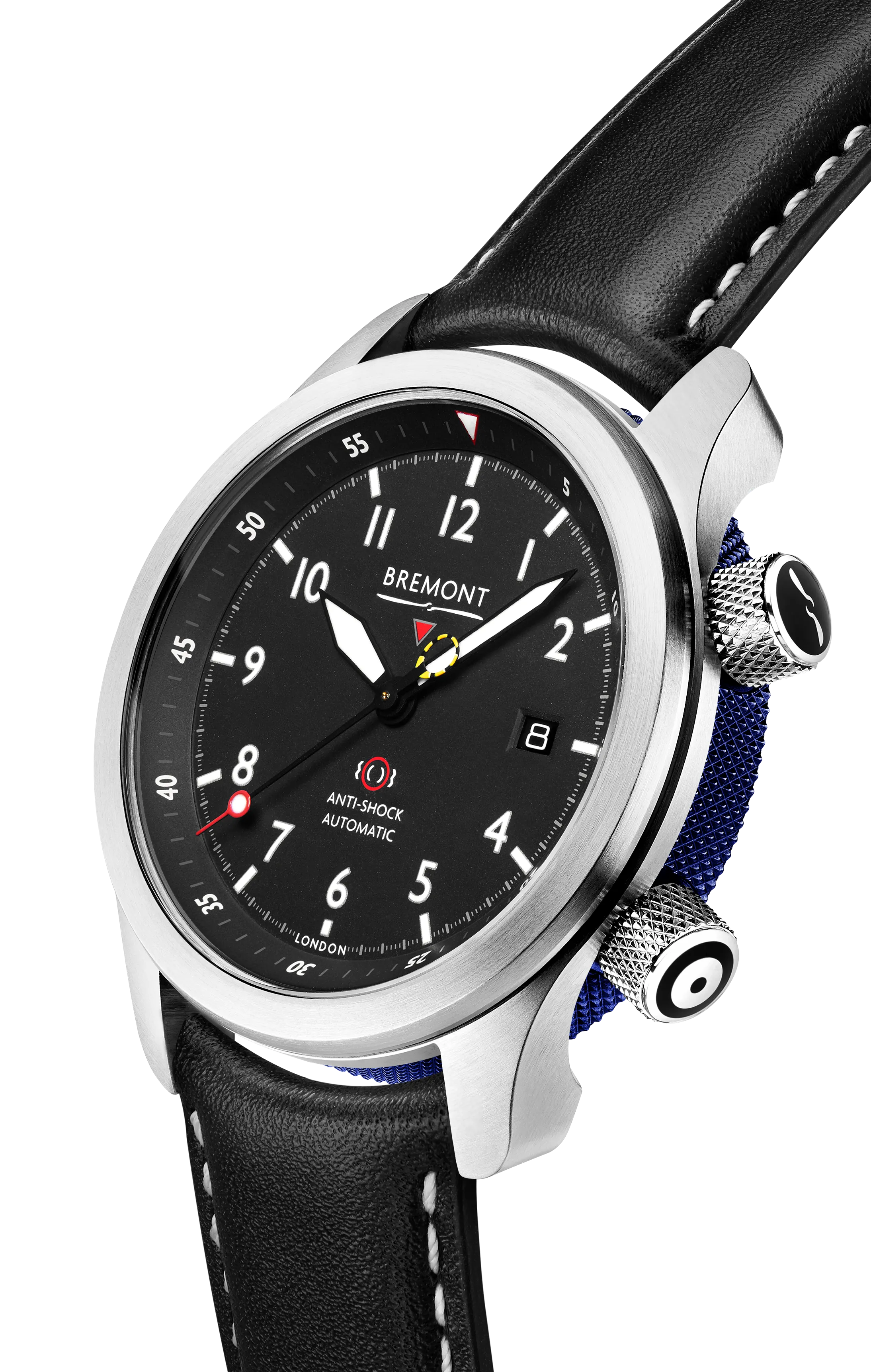 MBII Custom Stainless Steel, Black Dial with Dark Blue Barrel & Closed Case Back