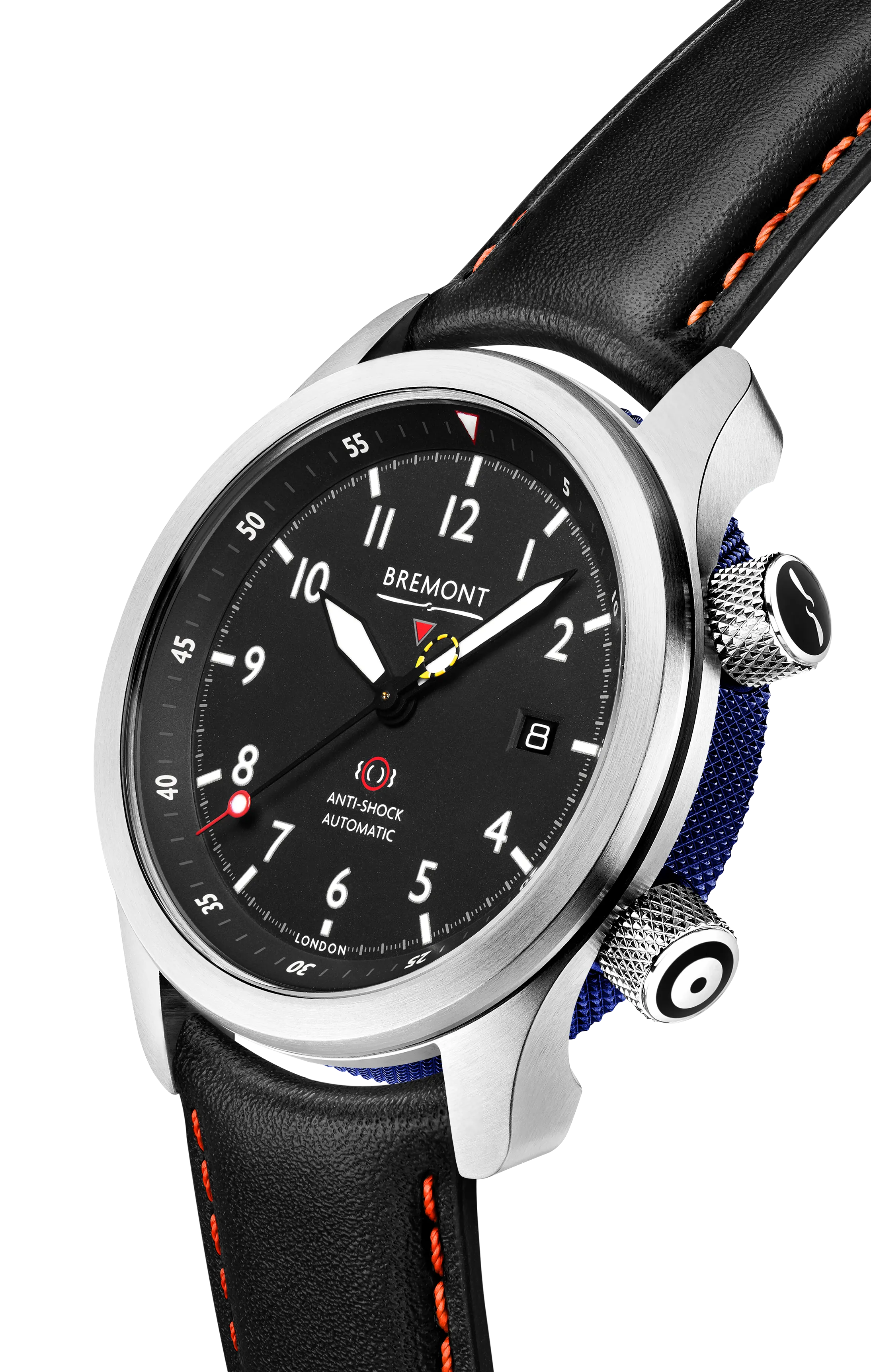 MBII Custom Stainless Steel, Black Dial with Dark Blue Barrel & Closed Case Back
