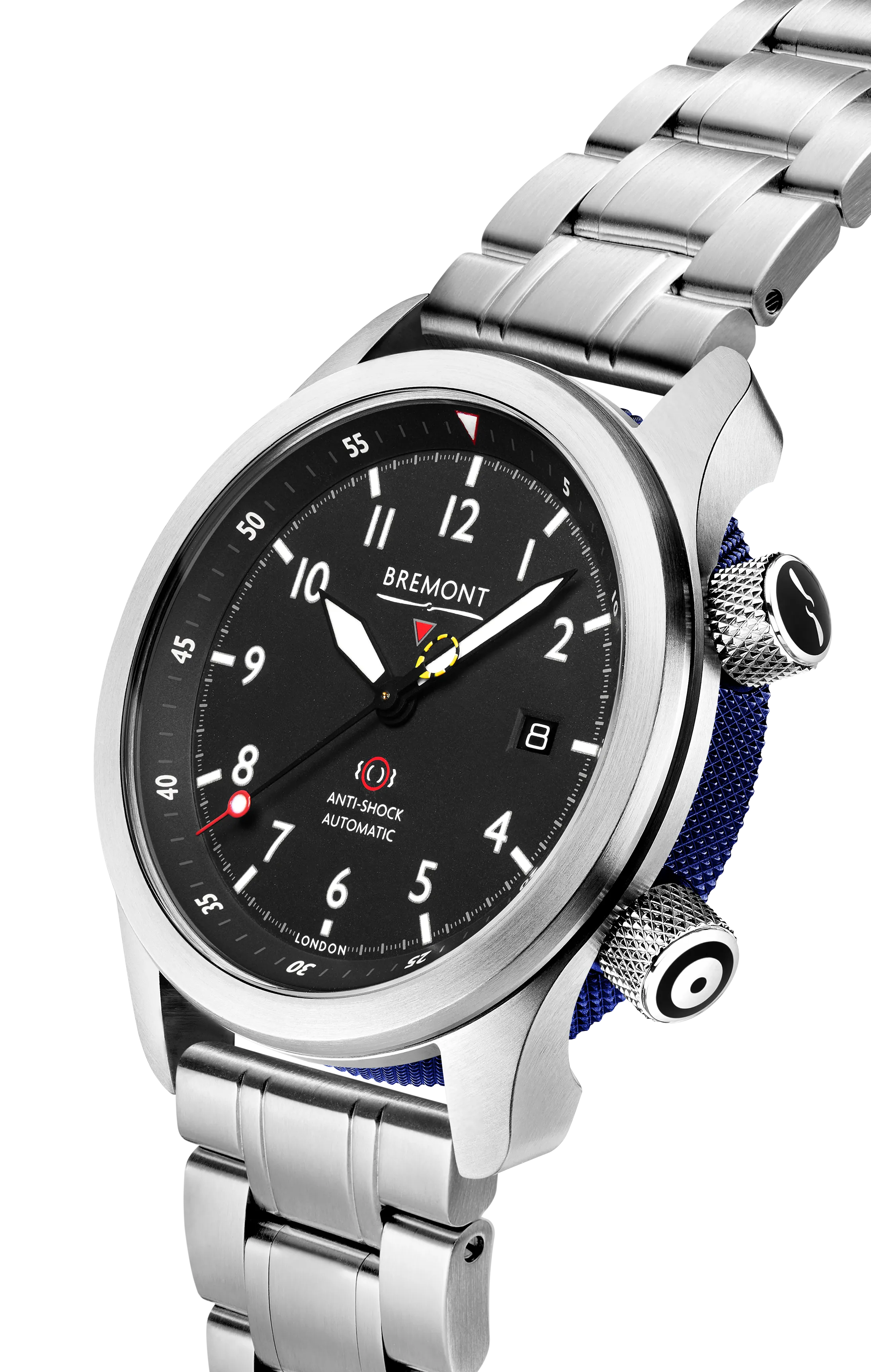 MBII Custom Stainless Steel, Black Dial with Dark Blue Barrel & Closed Case Back
