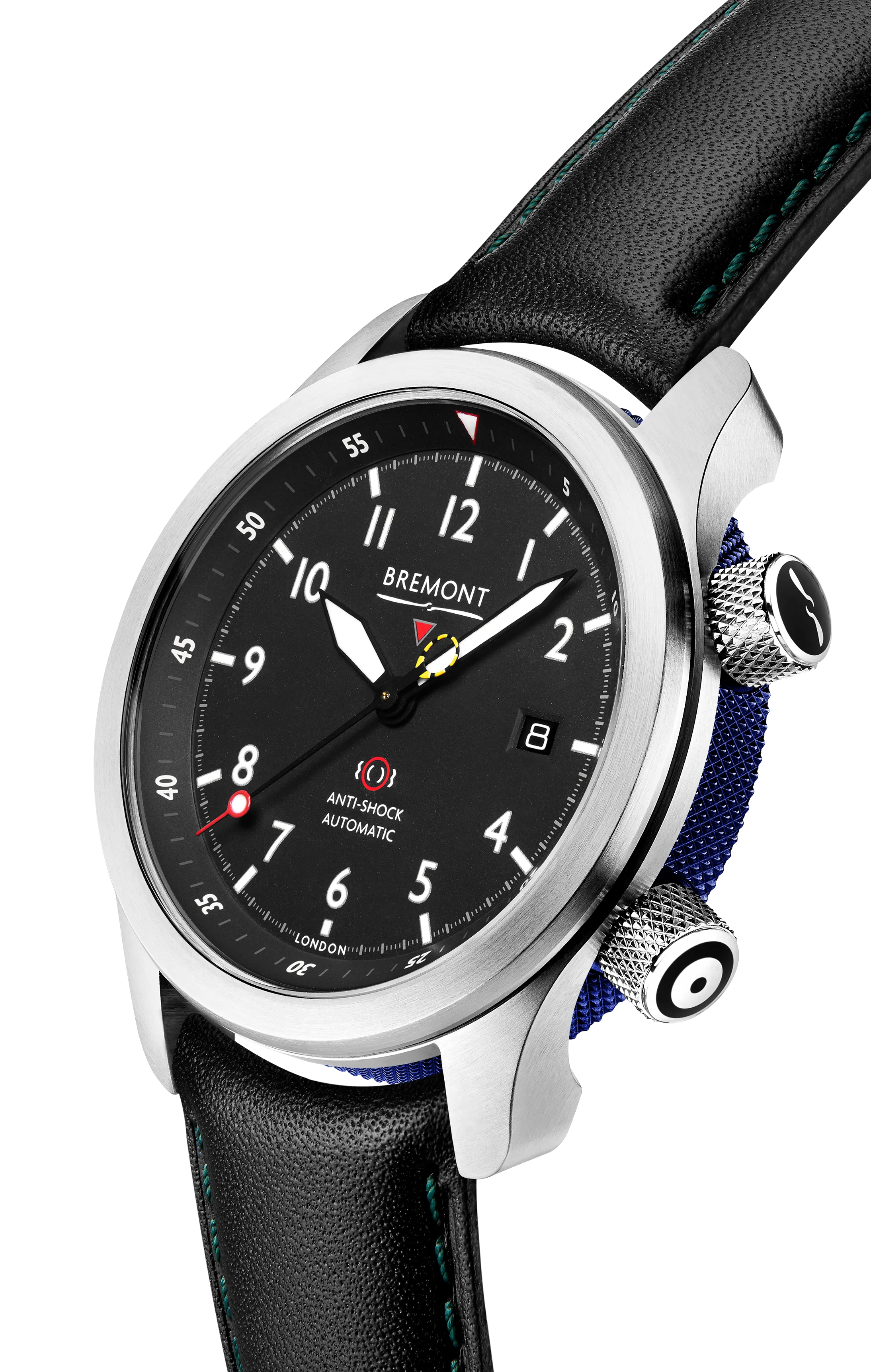 MBII Custom Stainless Steel, Black Dial with Dark Blue Barrel & Closed Case Back