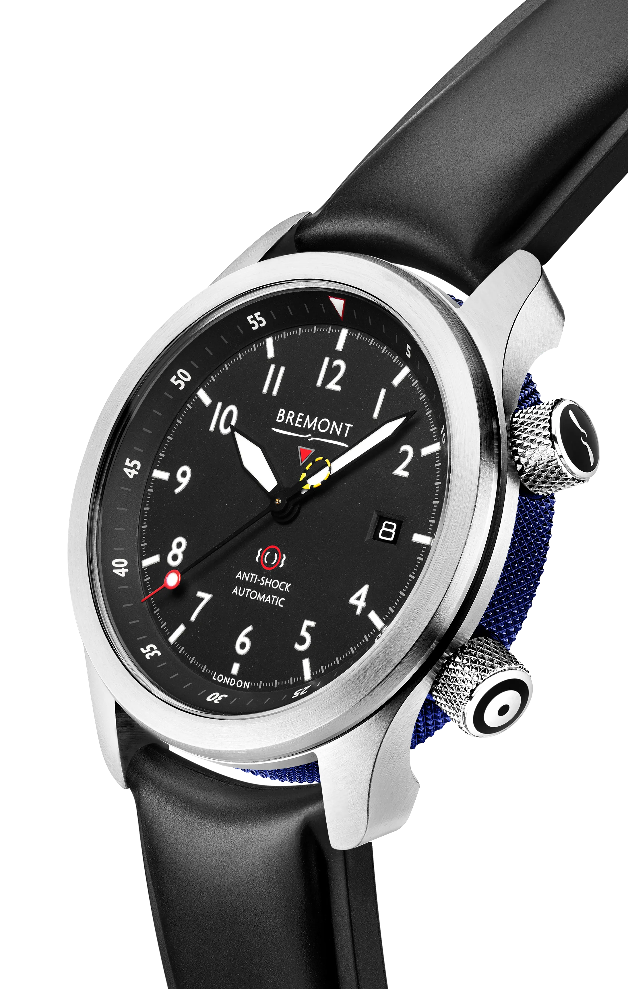 MBII Custom Stainless Steel, Black Dial with Dark Blue Barrel & Closed Case Back