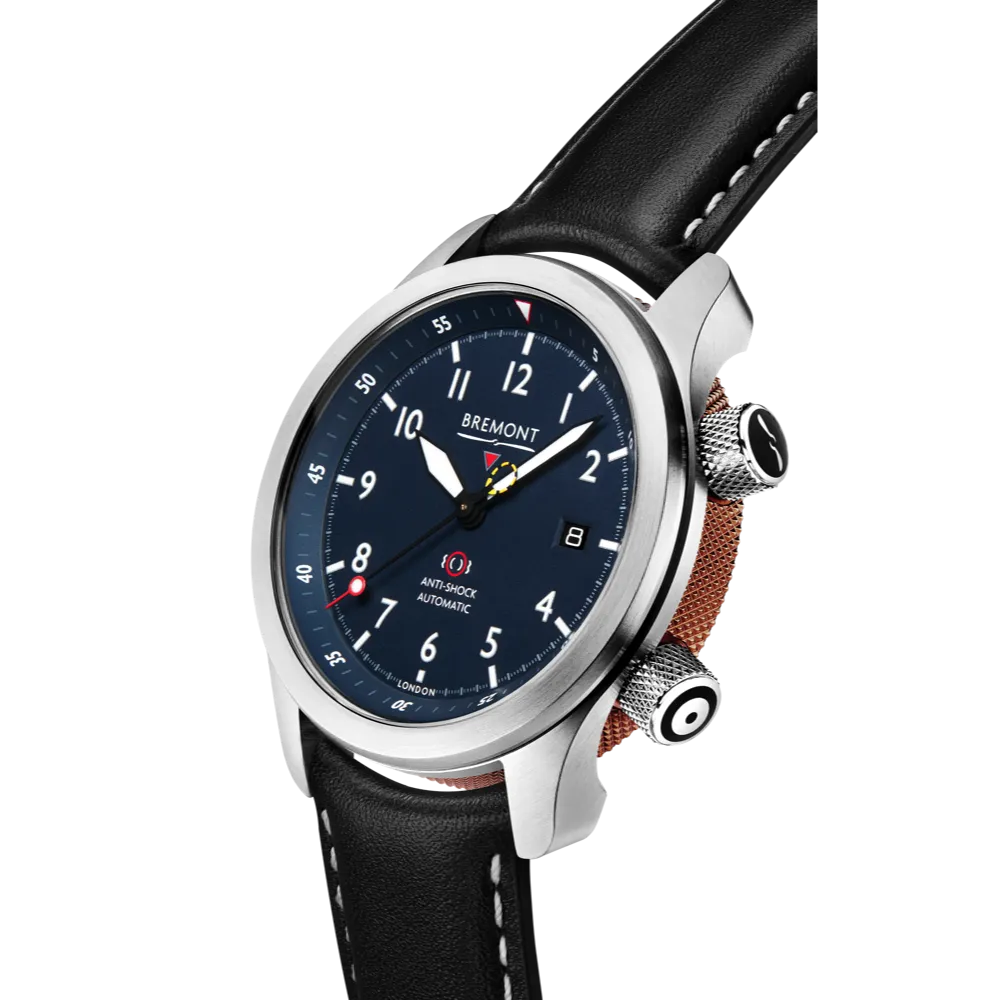 MBII Custom Stainless Steel, Blue Dial with Bronze Barrel & Open Case Back