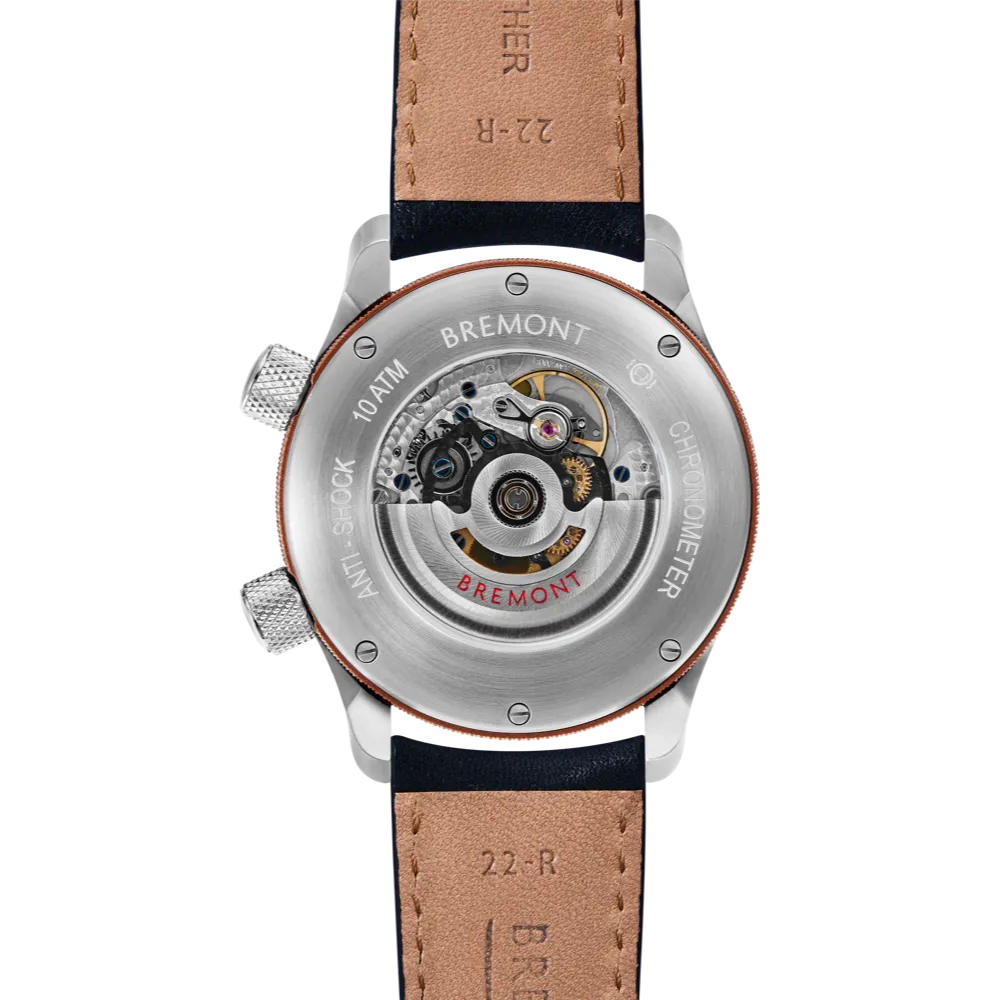 MBII Custom Stainless Steel, Blue Dial with Bronze Barrel & Open Case Back