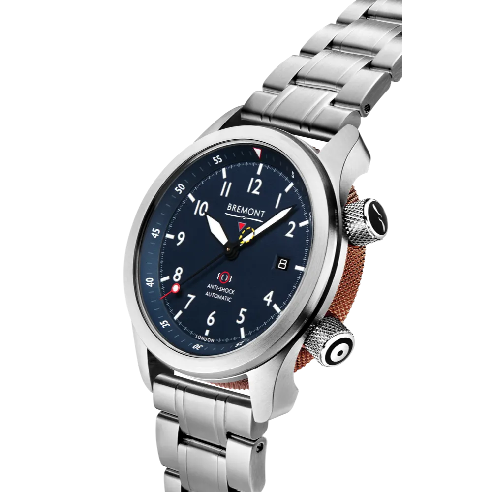 MBII Custom Stainless Steel, Blue Dial with Bronze Barrel & Open Case Back