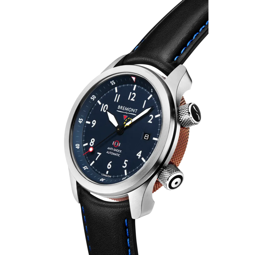 MBII Custom Stainless Steel, Blue Dial with Bronze Barrel & Open Case Back