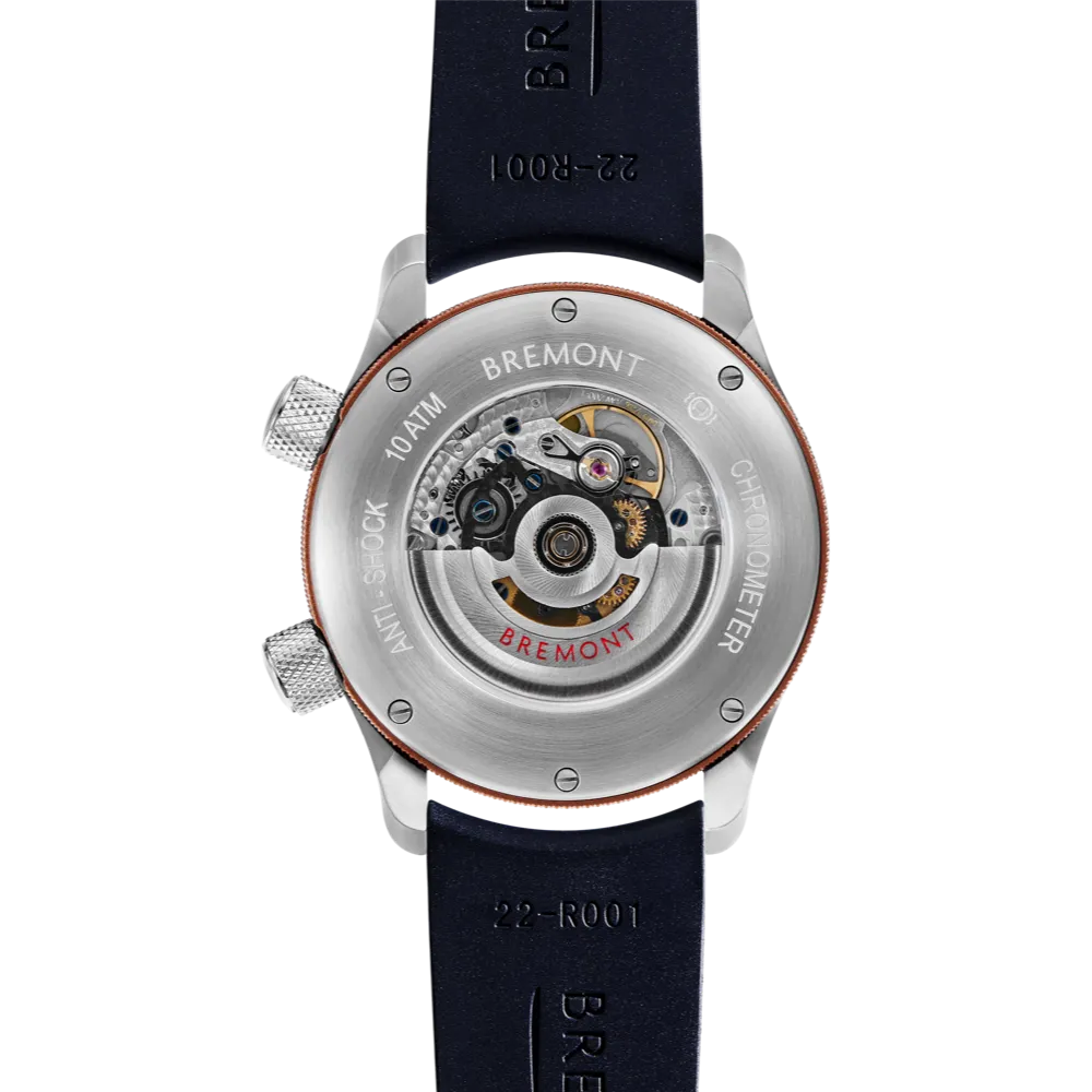 MBII Custom Stainless Steel, Blue Dial with Bronze Barrel & Open Case Back