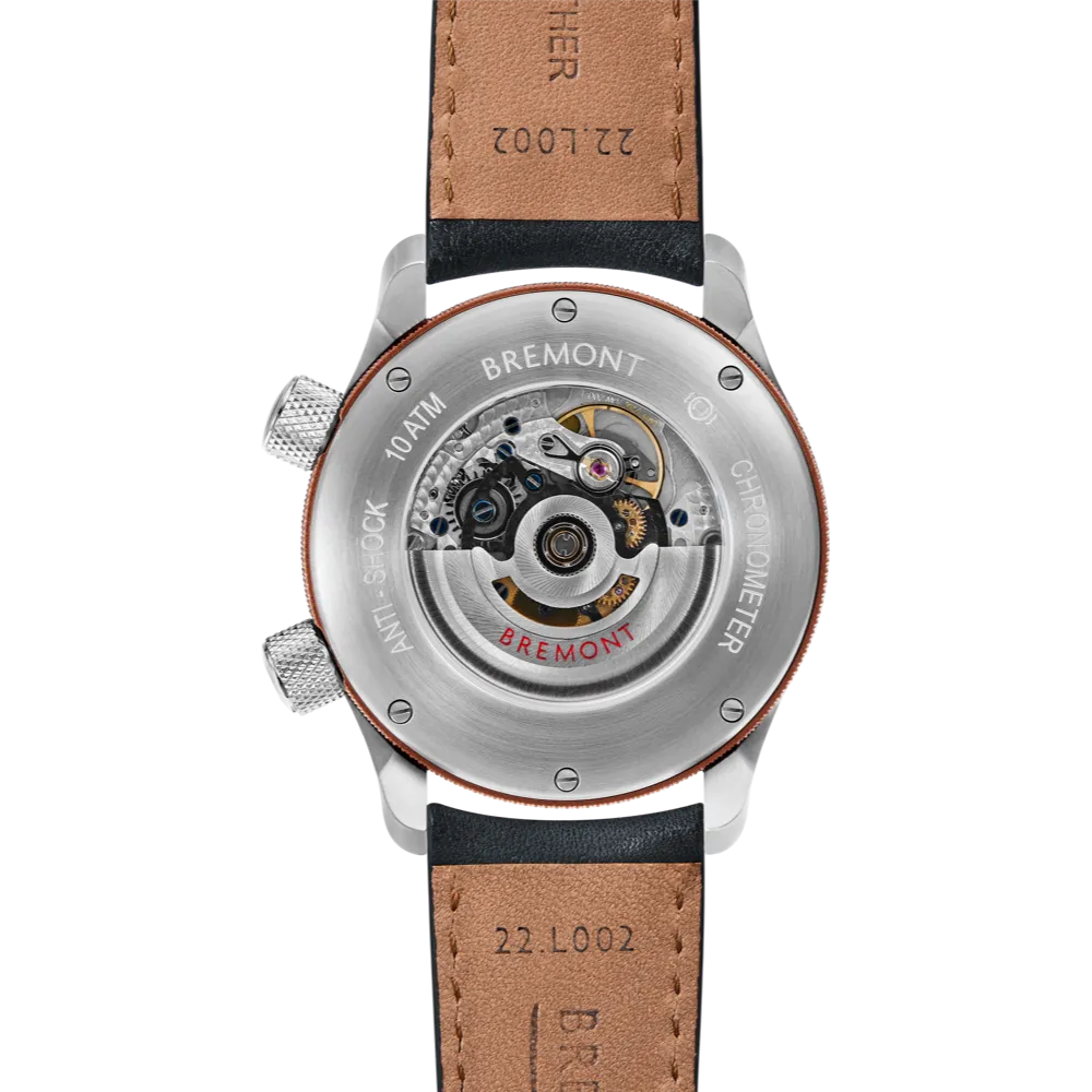 MBII Custom Stainless Steel, Blue Dial with Bronze Barrel & Open Case Back