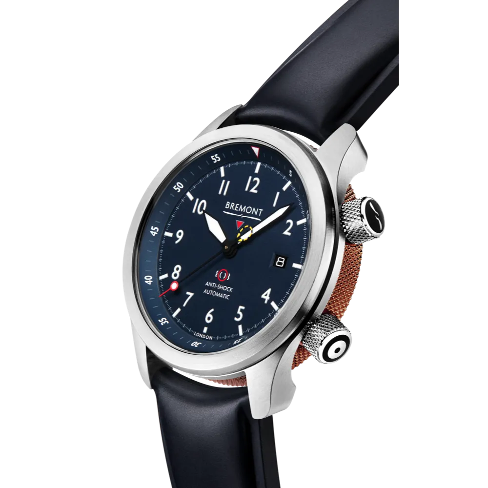 MBII Custom Stainless Steel, Blue Dial with Bronze Barrel & Open Case Back