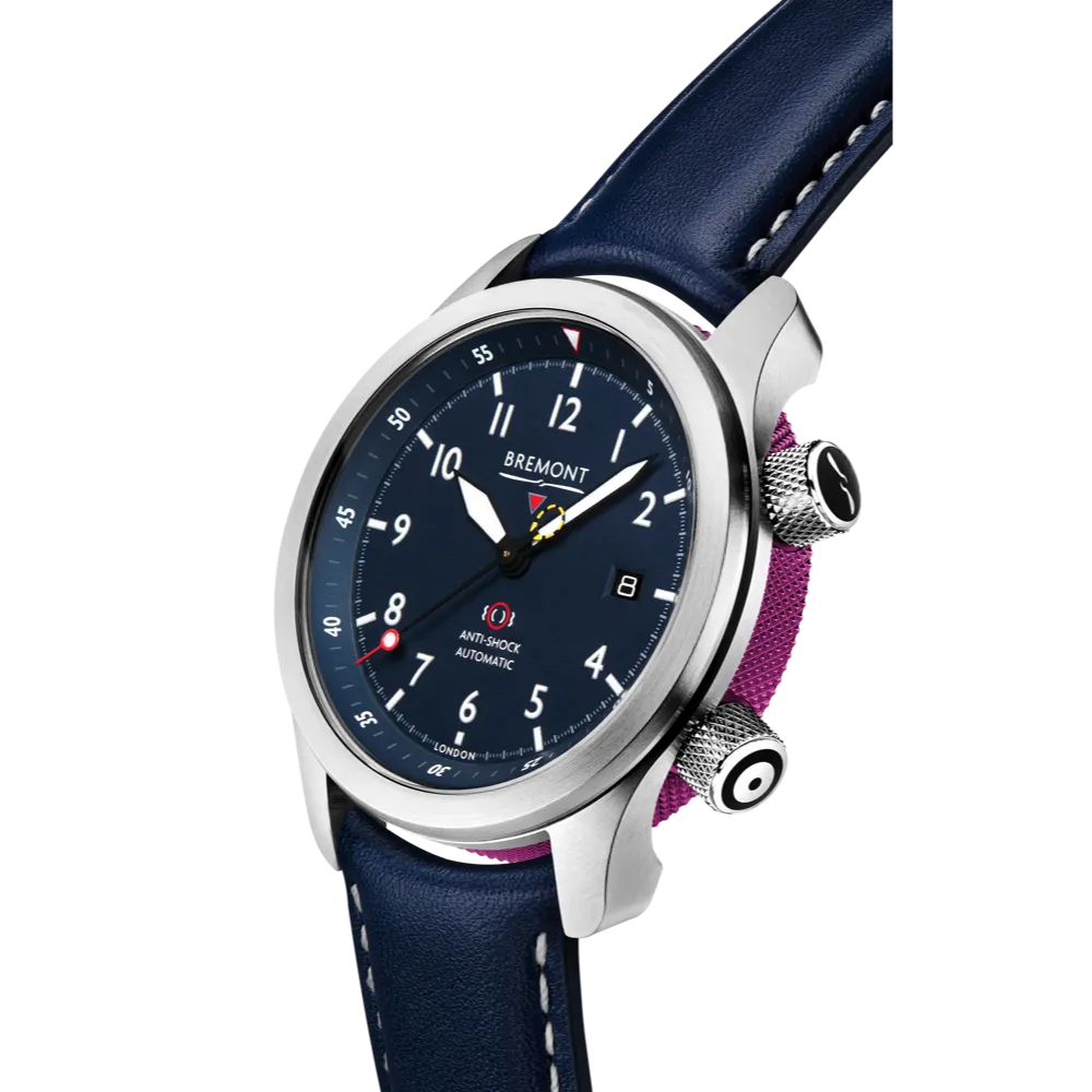 MBII Custom Stainless Steel, Blue Dial with Purple Barrel & Closed Case Back