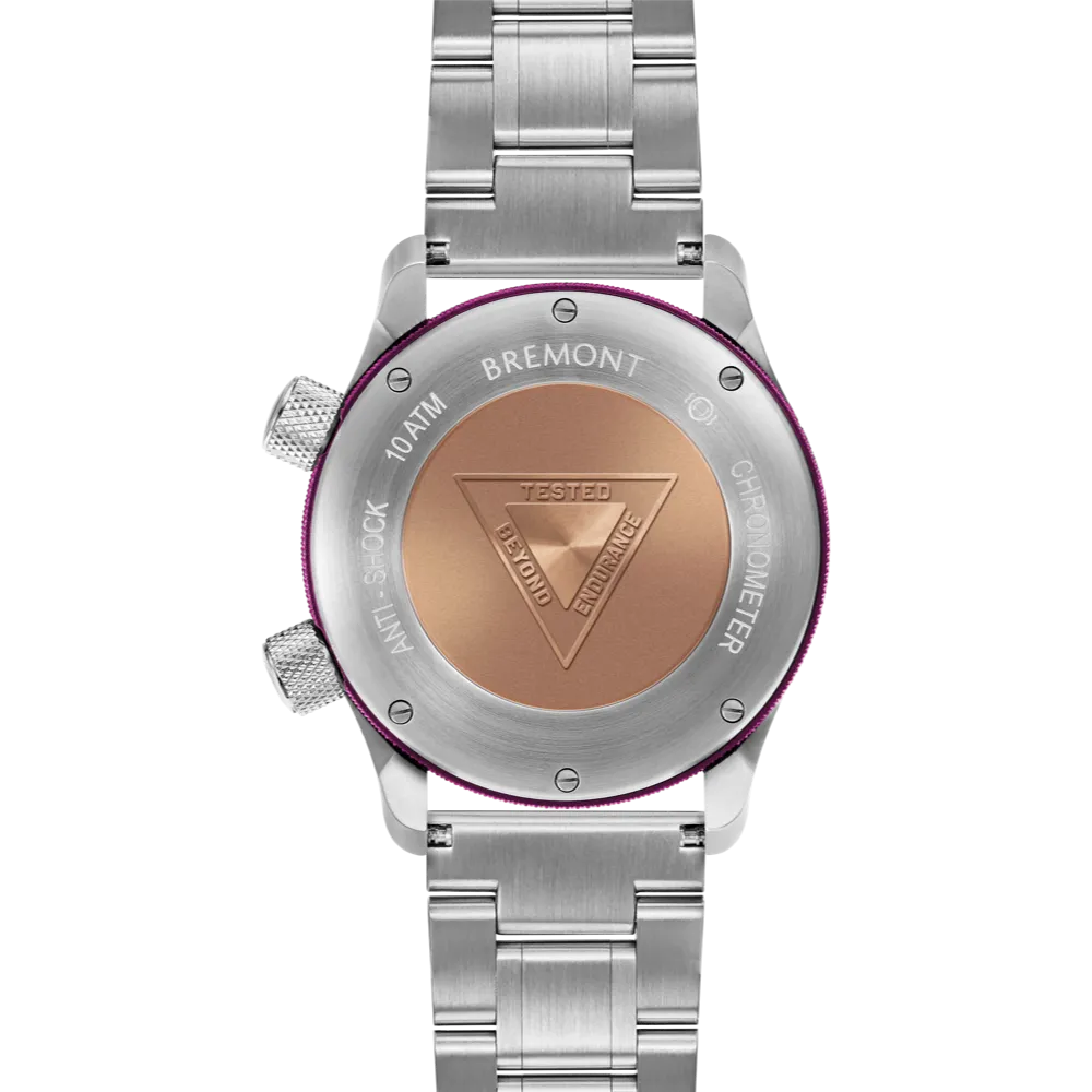 MBII Custom Stainless Steel, Blue Dial with Purple Barrel & Closed Case Back