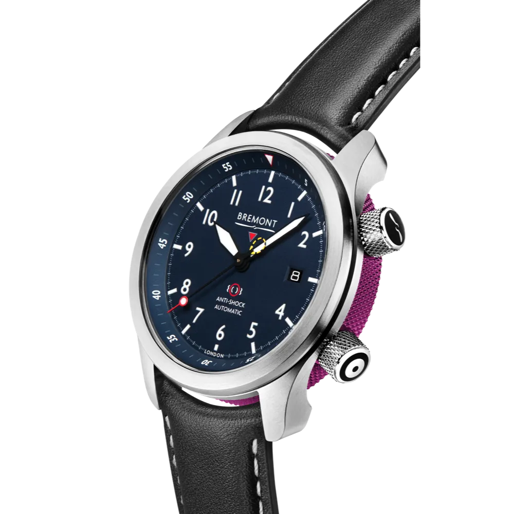MBII Custom Stainless Steel, Blue Dial with Purple Barrel & Closed Case Back