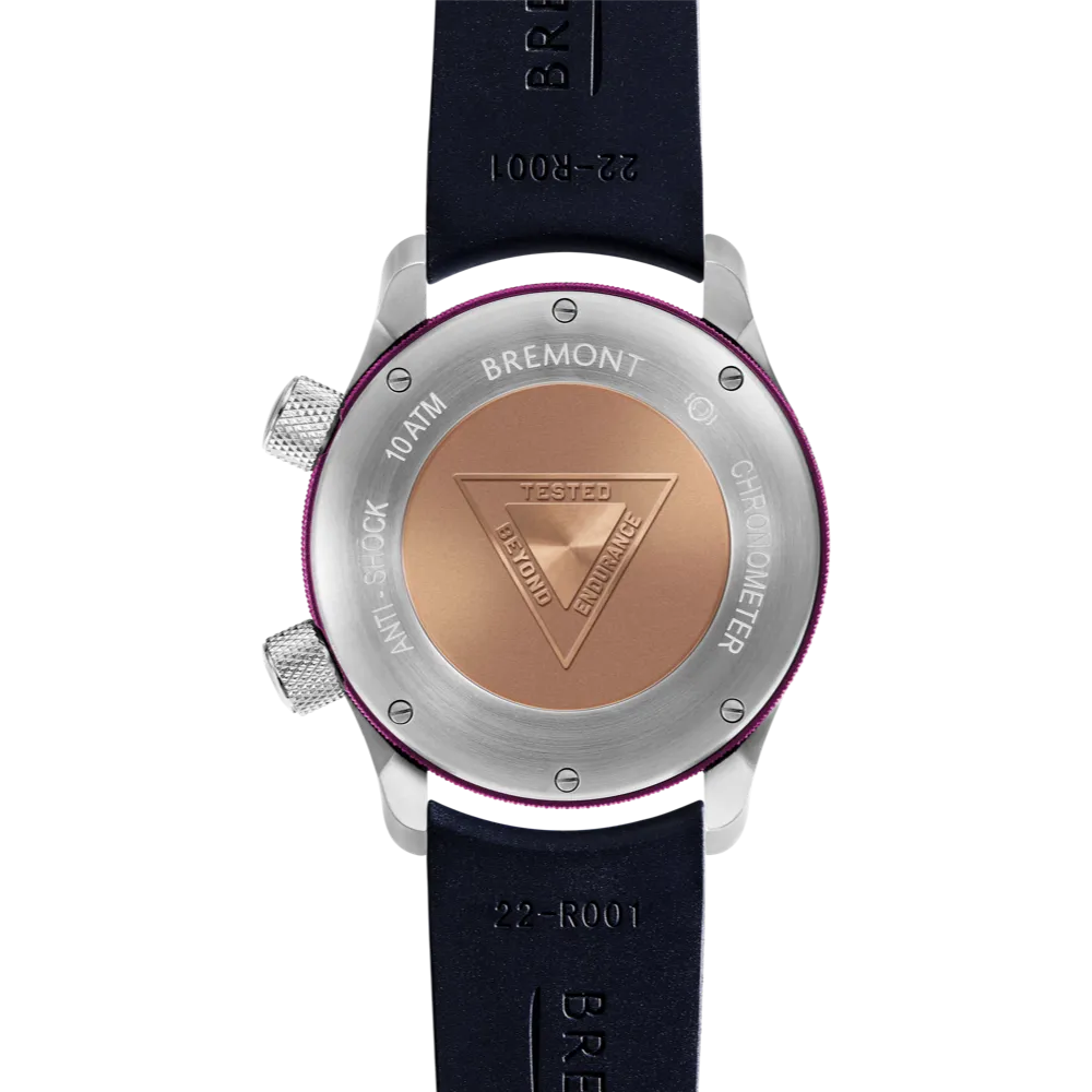 MBII Custom Stainless Steel, Blue Dial with Purple Barrel & Closed Case Back