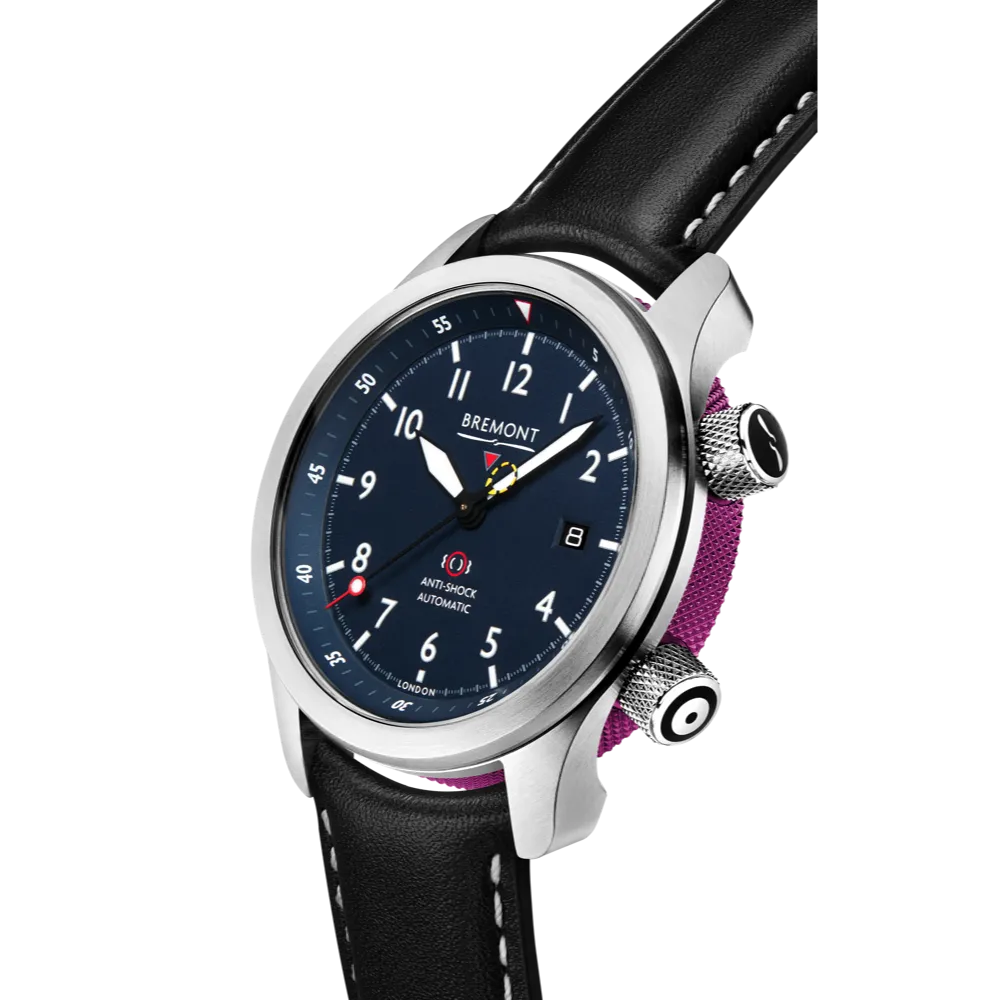 MBII Custom Stainless Steel, Blue Dial with Purple Barrel & Closed Case Back