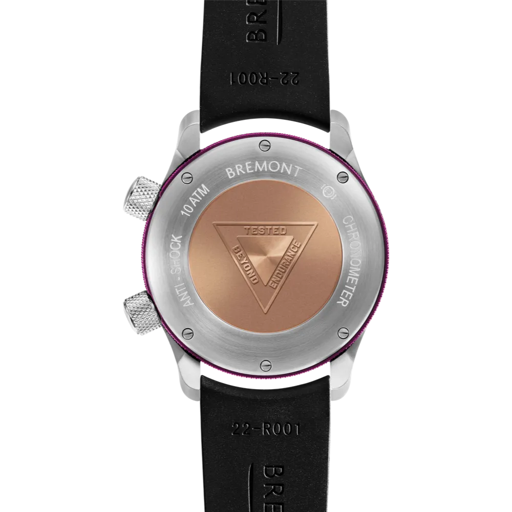 MBII Custom Stainless Steel, Blue Dial with Purple Barrel & Closed Case Back