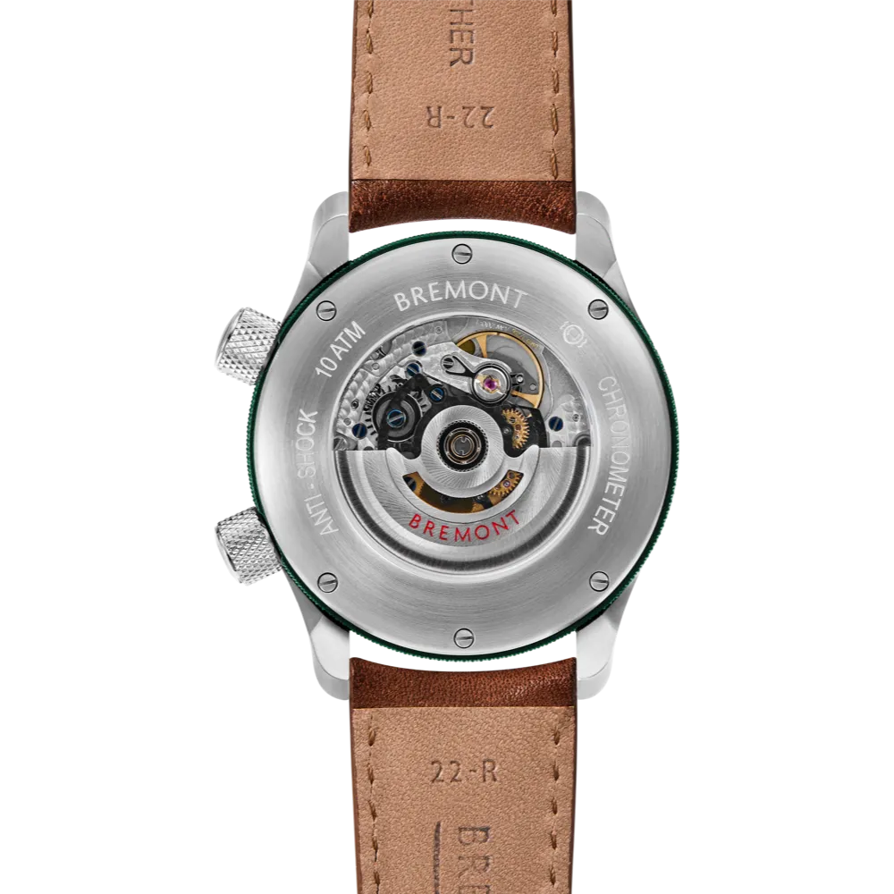MBII Custom Stainless Steel, White Dial with Green Barrel & Open Case Back