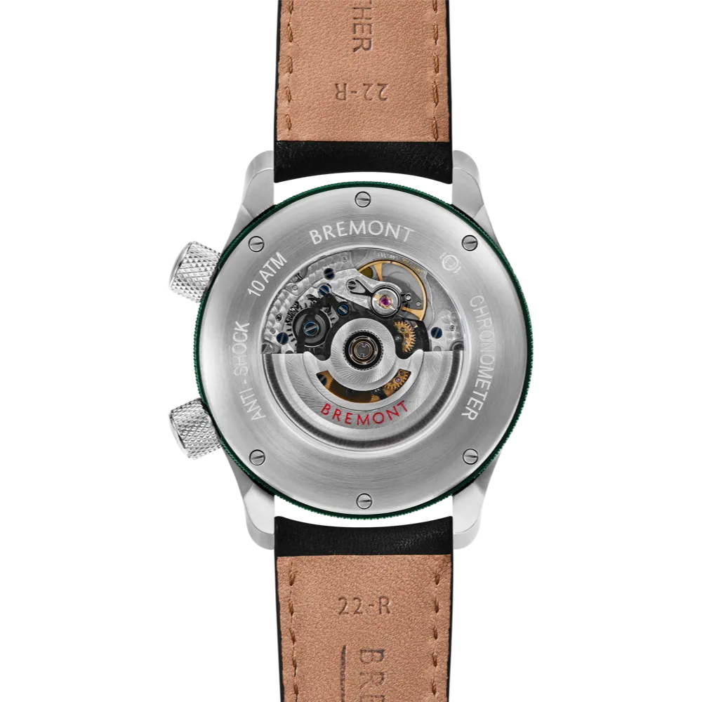 MBII Custom Stainless Steel, White Dial with Green Barrel & Open Case Back