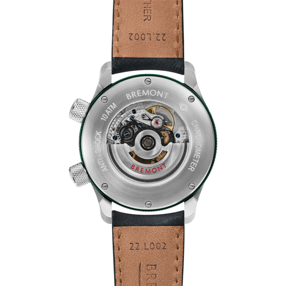MBII Custom Stainless Steel, White Dial with Green Barrel & Open Case Back