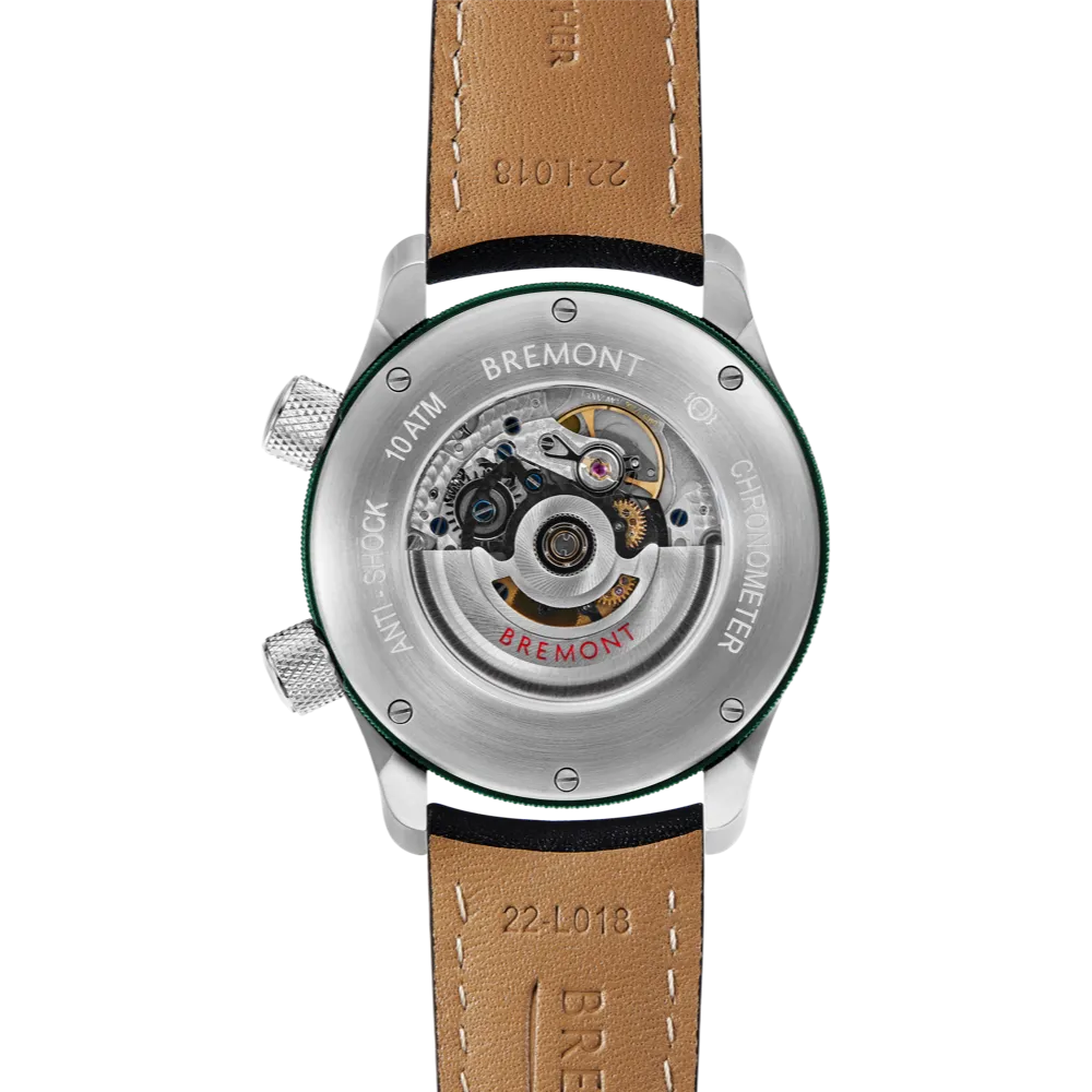 MBII Custom Stainless Steel, White Dial with Green Barrel & Open Case Back