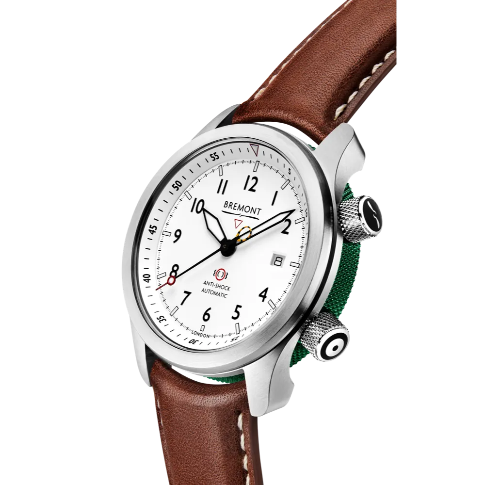 MBII Custom Stainless Steel, White Dial with Green Barrel & Open Case Back