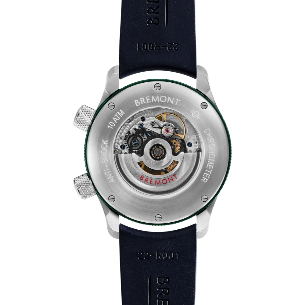 MBII Custom Stainless Steel, White Dial with Green Barrel & Open Case Back