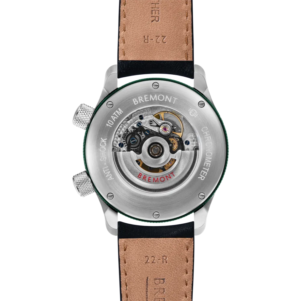MBII Custom Stainless Steel, White Dial with Green Barrel & Open Case Back
