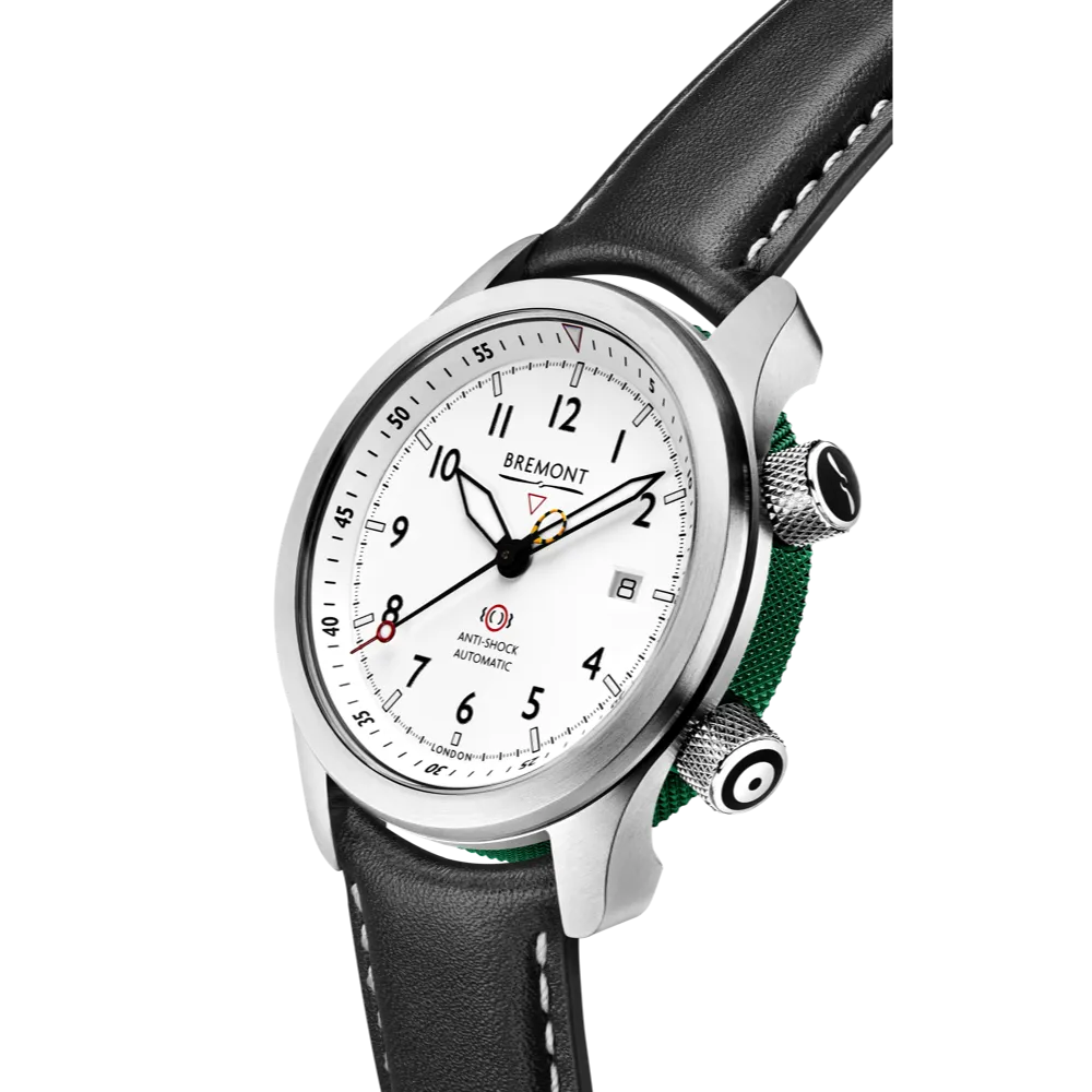 MBII Custom Stainless Steel, White Dial with Green Barrel & Open Case Back