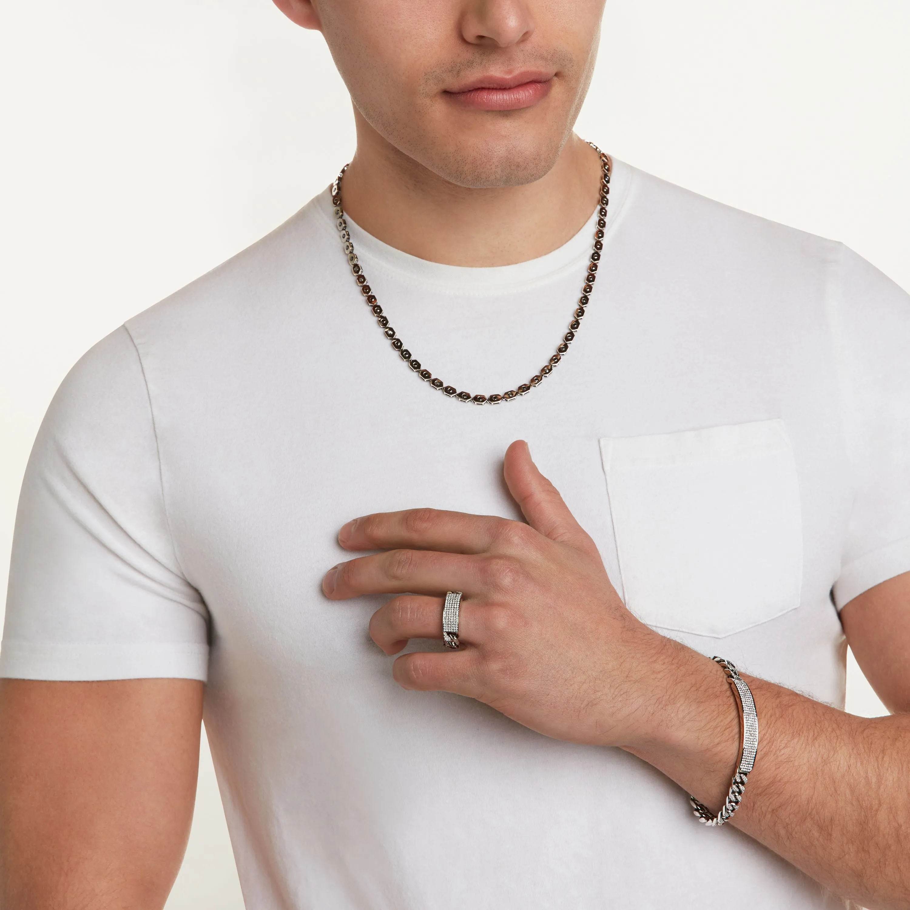 MEN'S DIAMOND PAVE VIGNETTE ID BRACELET