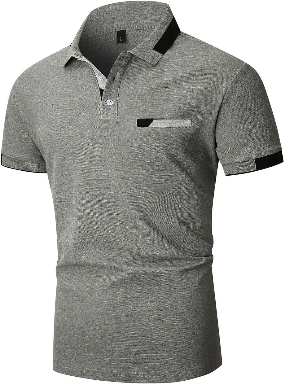 Mens Polo Shirts Short Sleeve Regular-Fit Quick-Dry Golf Polo Shirt Casual T Shirts Collared Shirts Short Sleeve