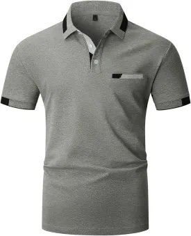 Mens Polo Shirts Short Sleeve Regular-Fit Quick-Dry Golf Polo Shirt Casual T Shirts Collared Shirts Short Sleeve