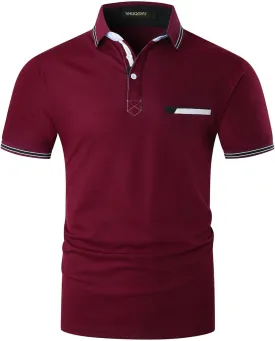 Mens Polo Shirts Short Sleeve Regular-Fit Quick-Dry Golf Polo Shirt Casual T Shirts Collared Shirts Short Sleeve