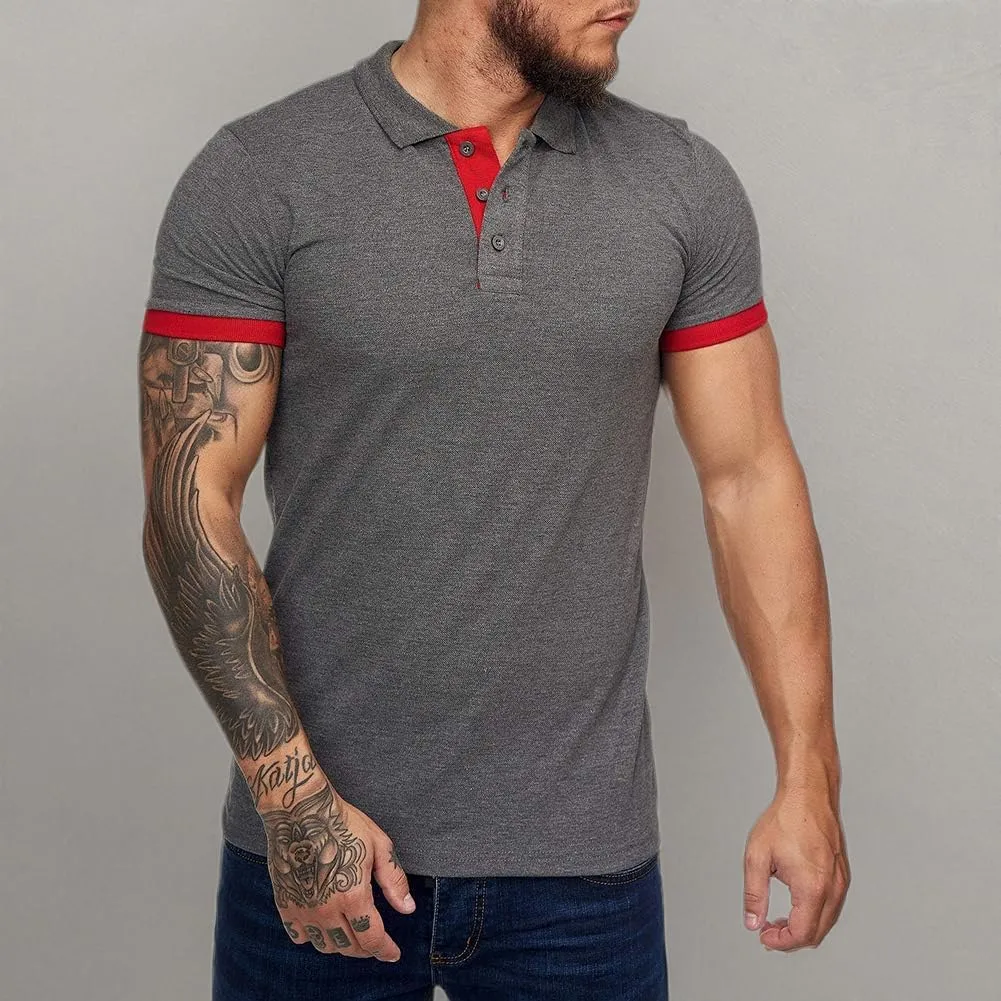 Men's Short Sleeve Casual Slim Fit Polo Shirts Basic Designed Classic Cut Cotton Shirts